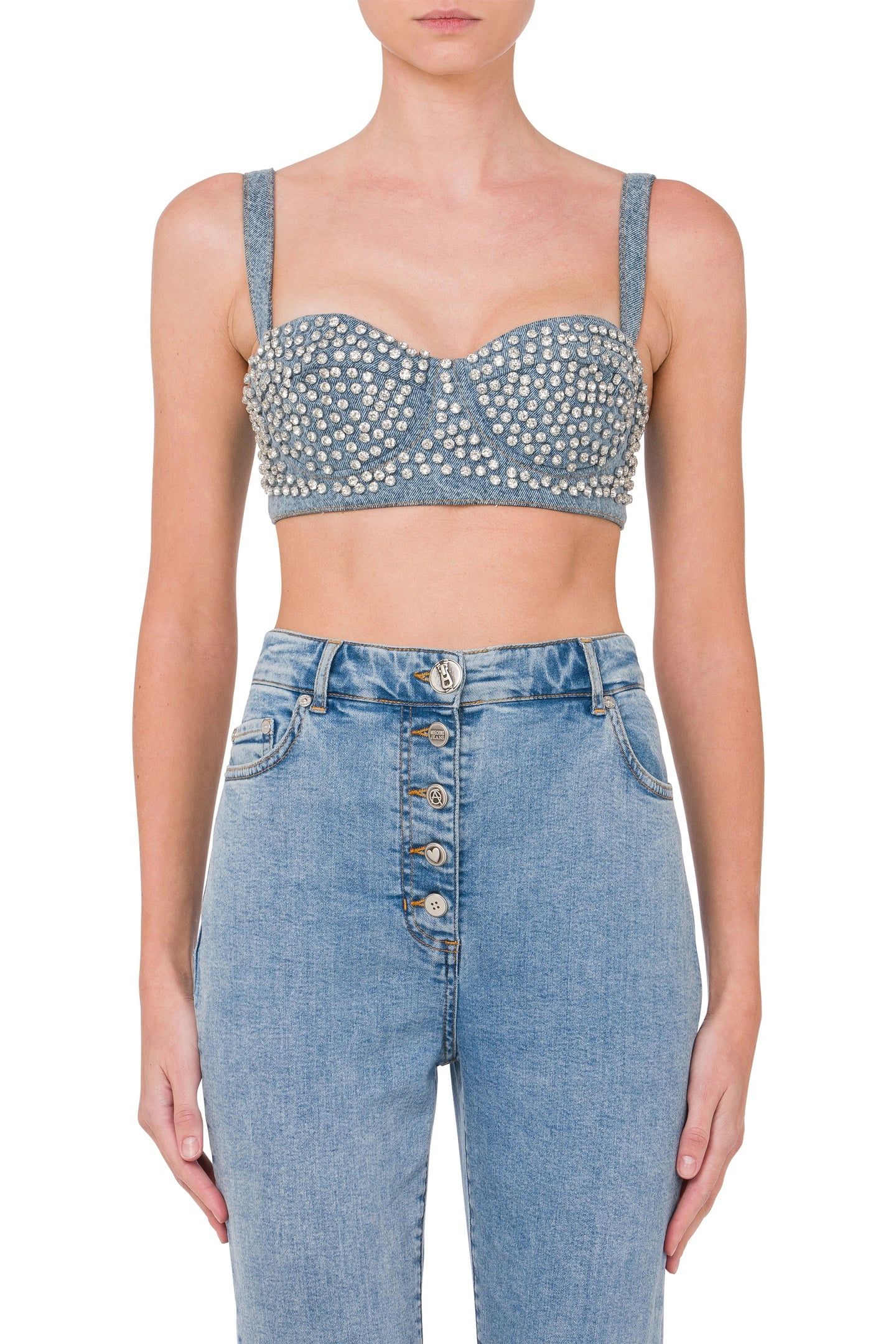 DENIM BRALETTE WITH RHINESTONES BLUE 1