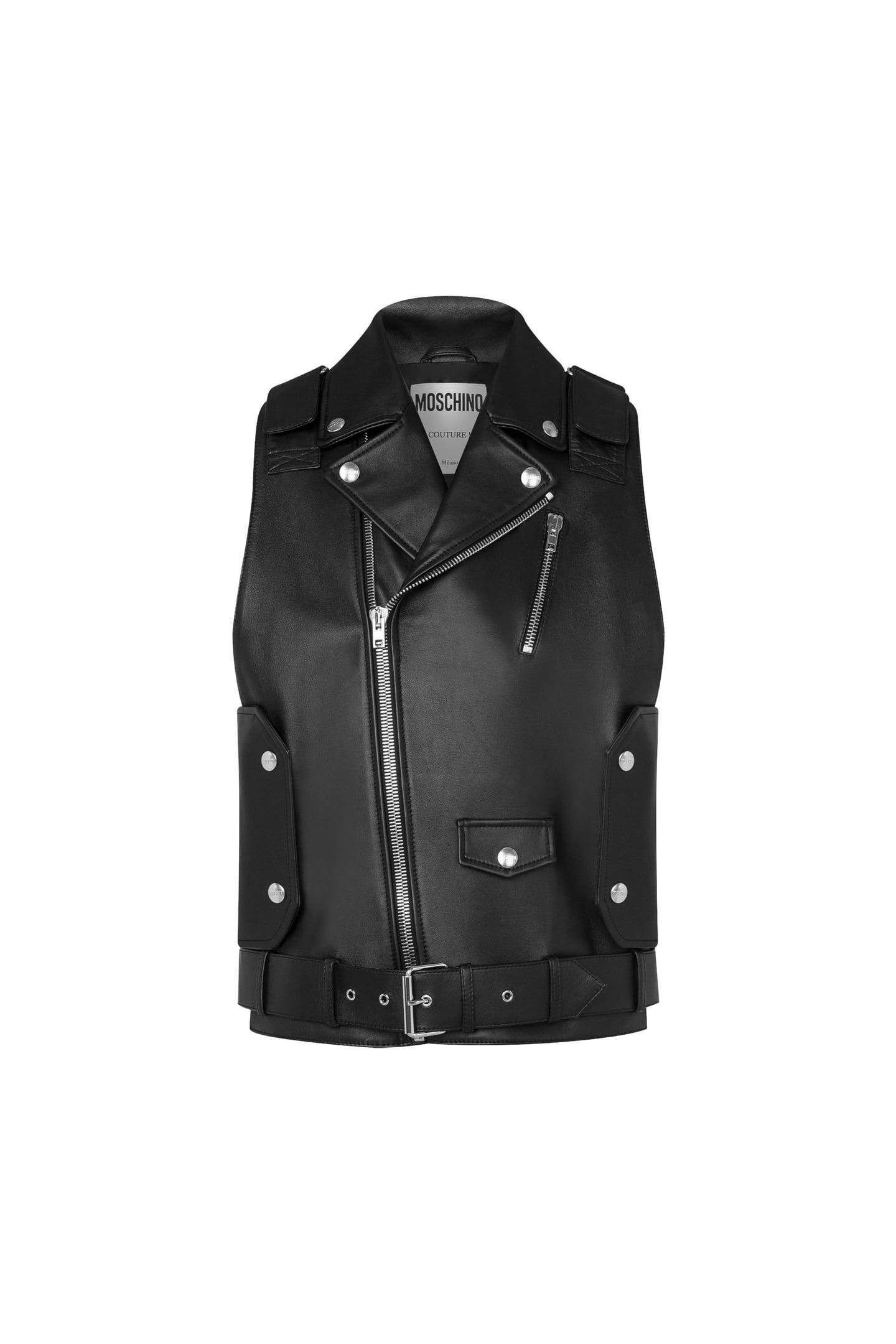NAPPA LEATHER BIKER VEST BLACK 3
