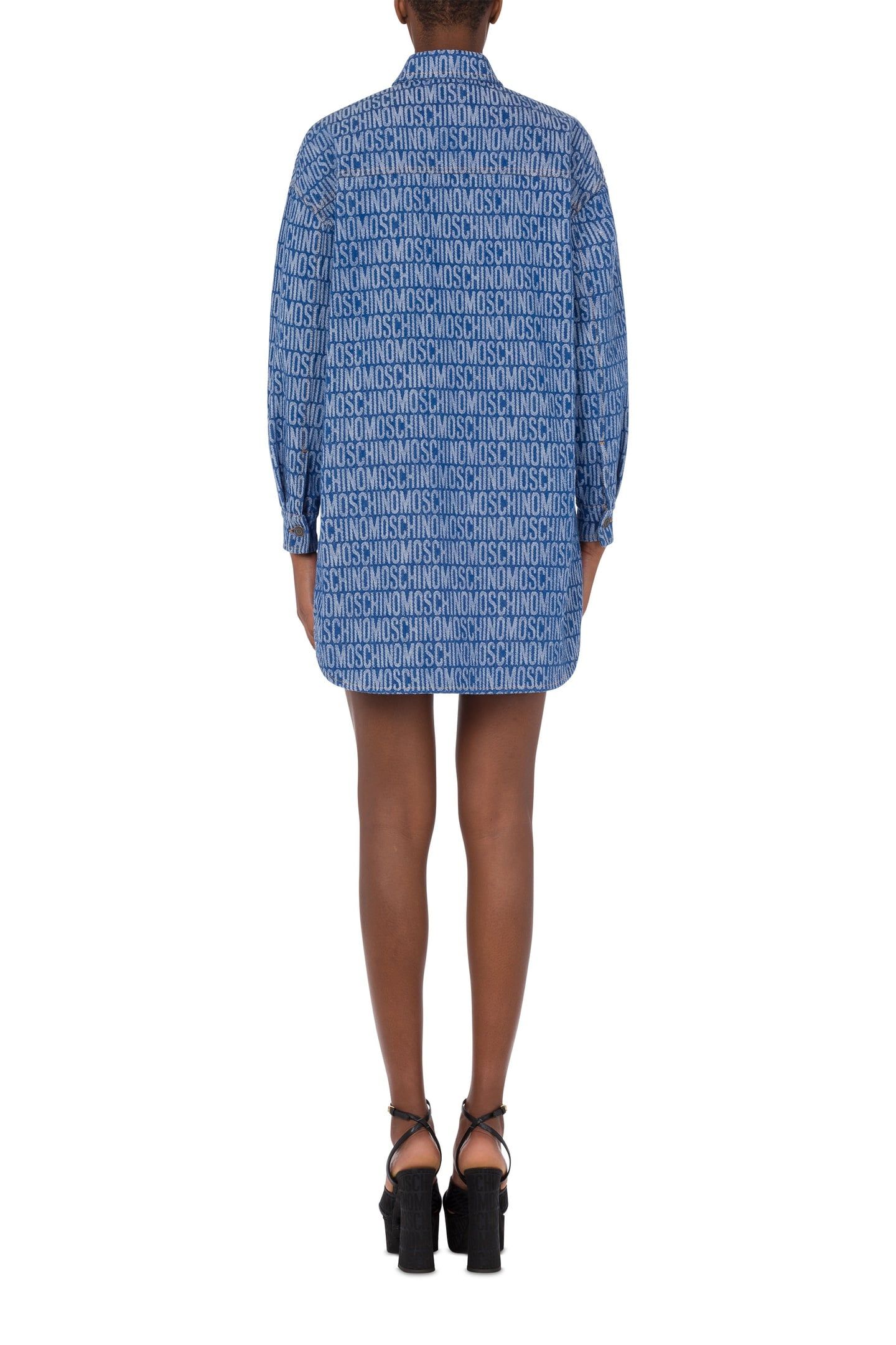 ALLOVER LOGO DENIM SHIRT DRESS BLUE 2