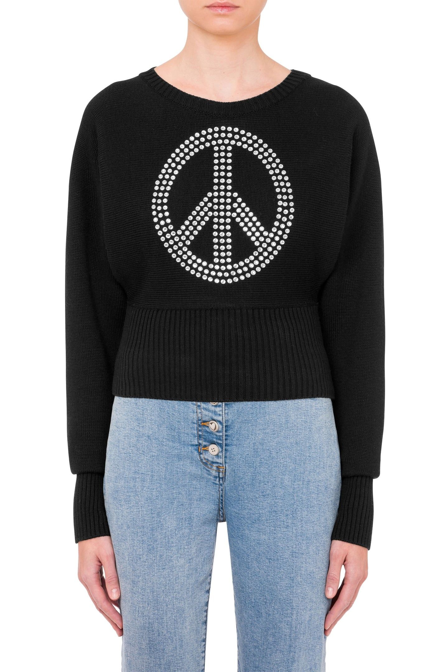PEACE SYMBOL WOOL BLEND PULLOVER BLACK 1