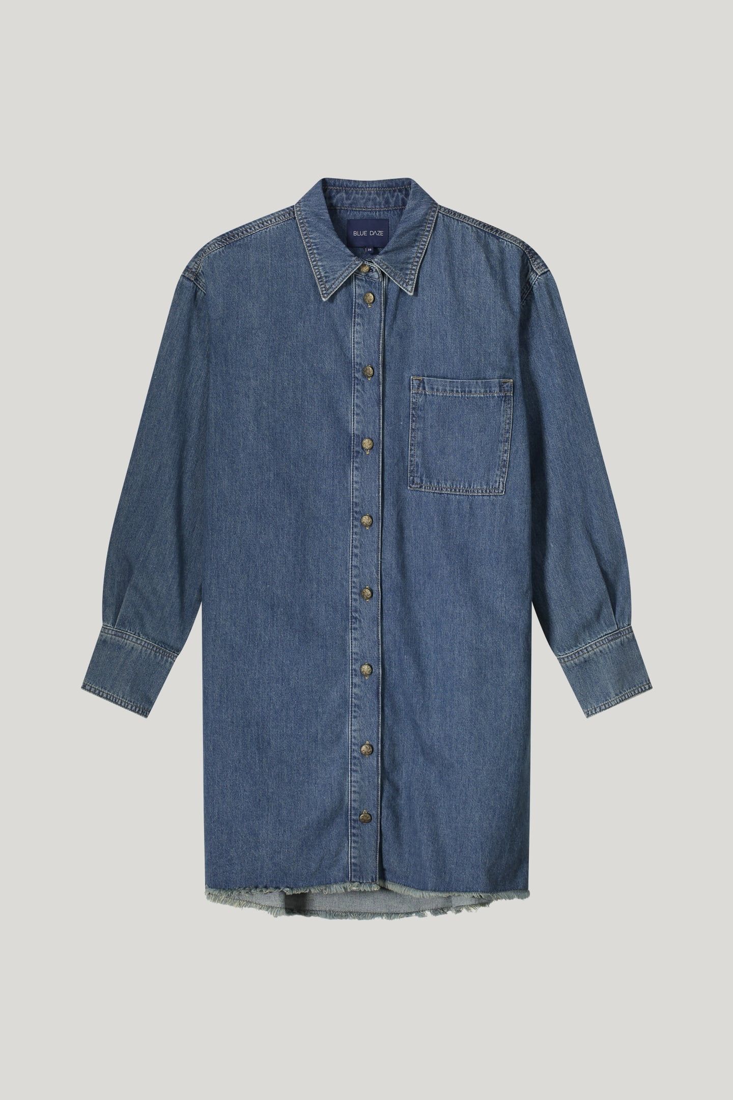 DENIM SHIRT DRESS LIGHT COTTON TWILL BLEACHED DENIM 1