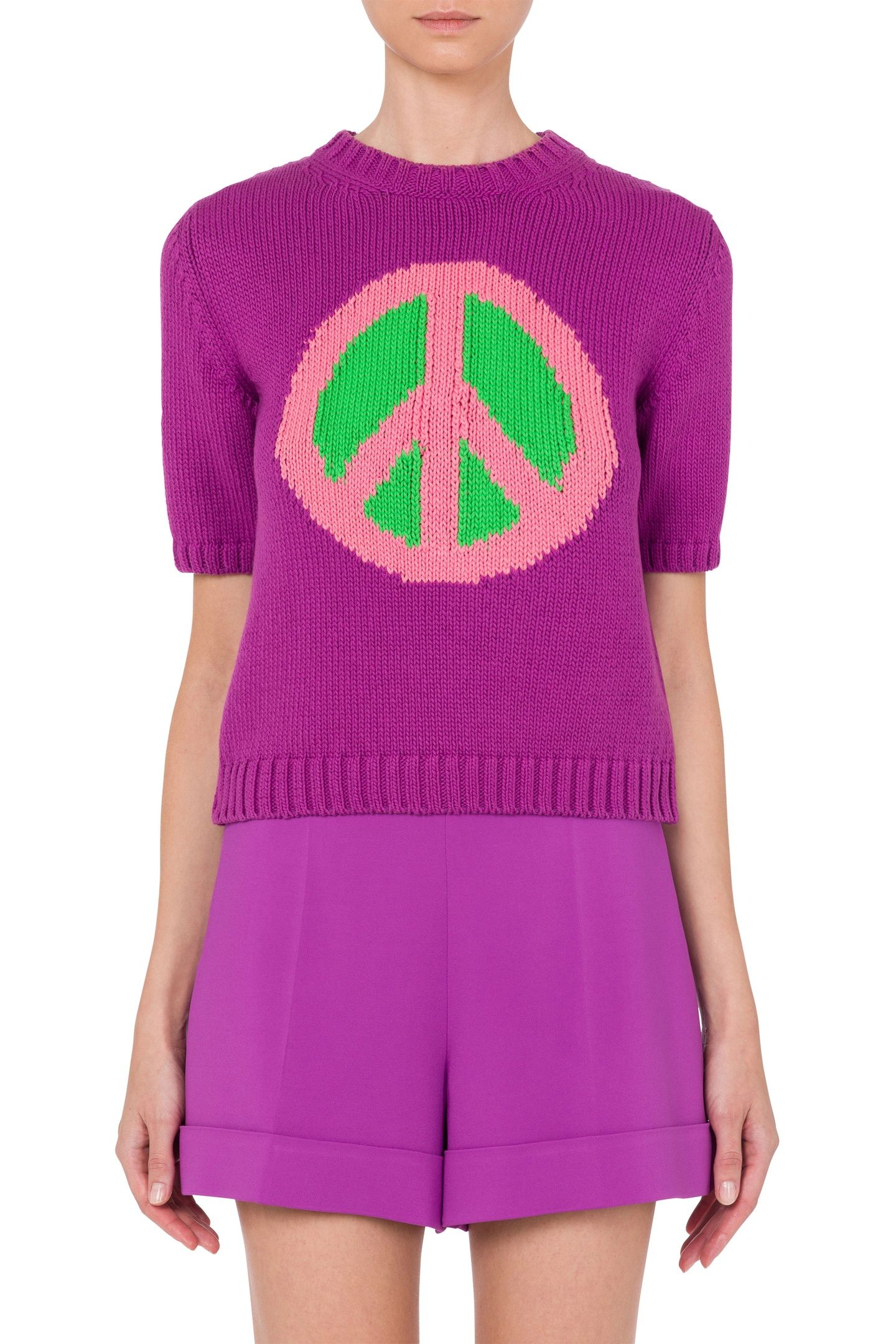 PEACE SYMBOL KNIT TOP PURPLE 1