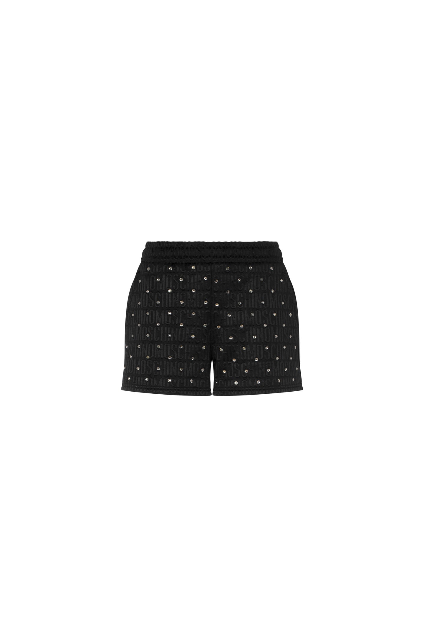 ALLOVER LOGO RHINESTONE FLEECE SHORTS BLACK 4