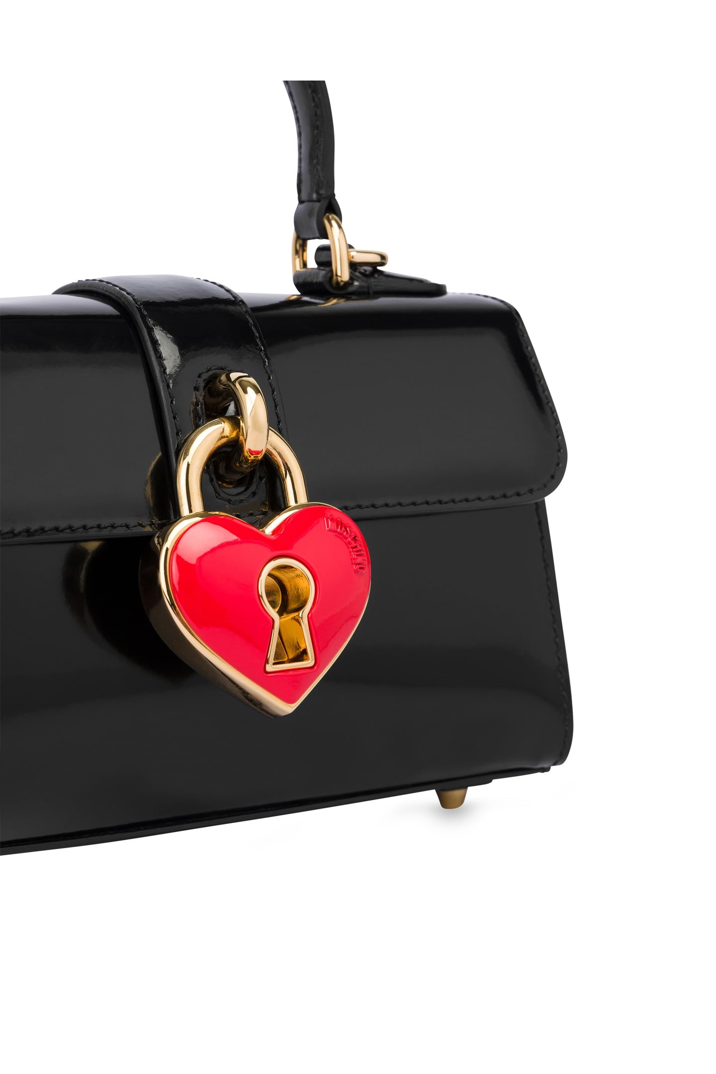 HEART LOCK CALFSKIN HANDBAG BLACK 5