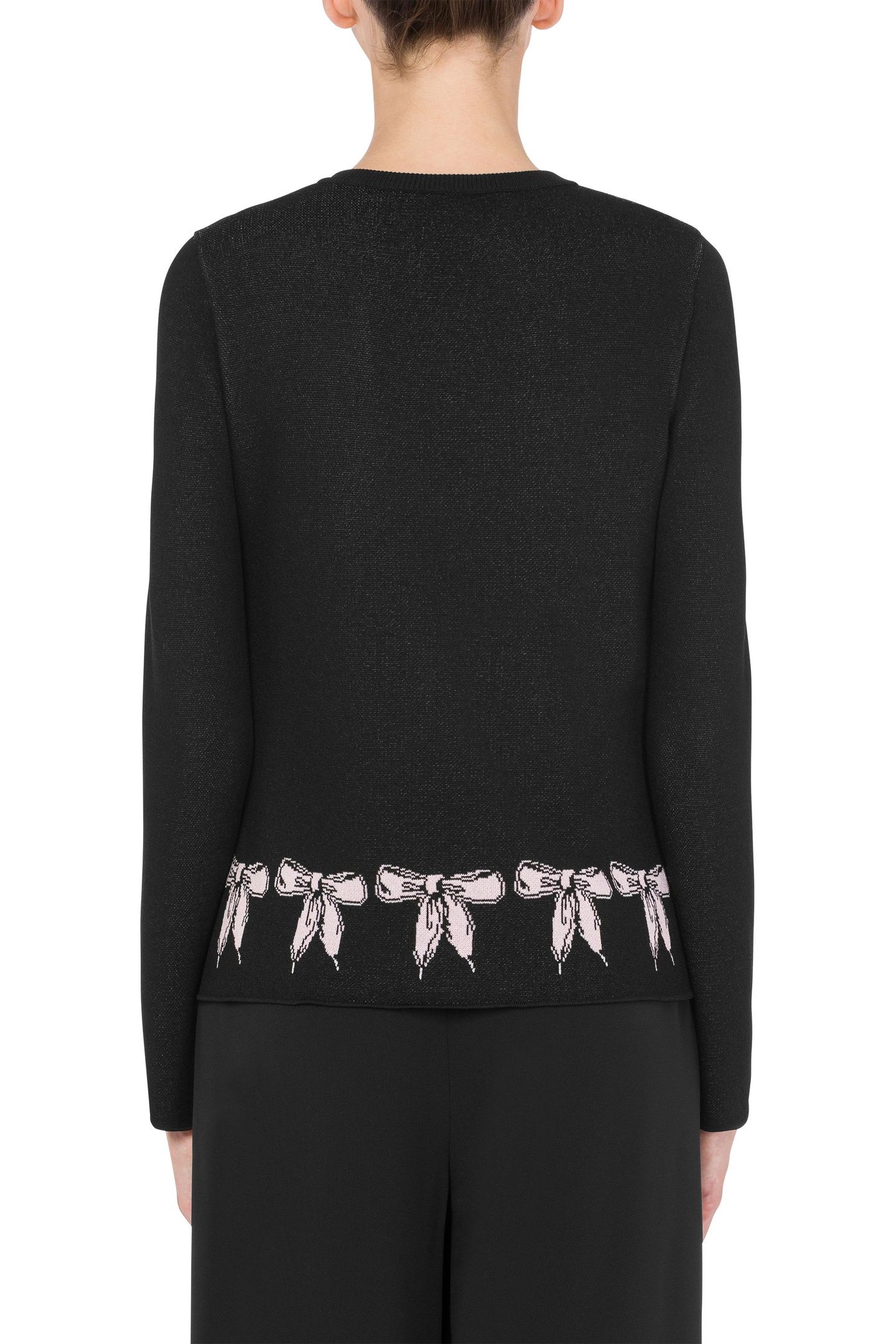 BOW LACES STRETCH KNIT CARDIGAN BLACK 2