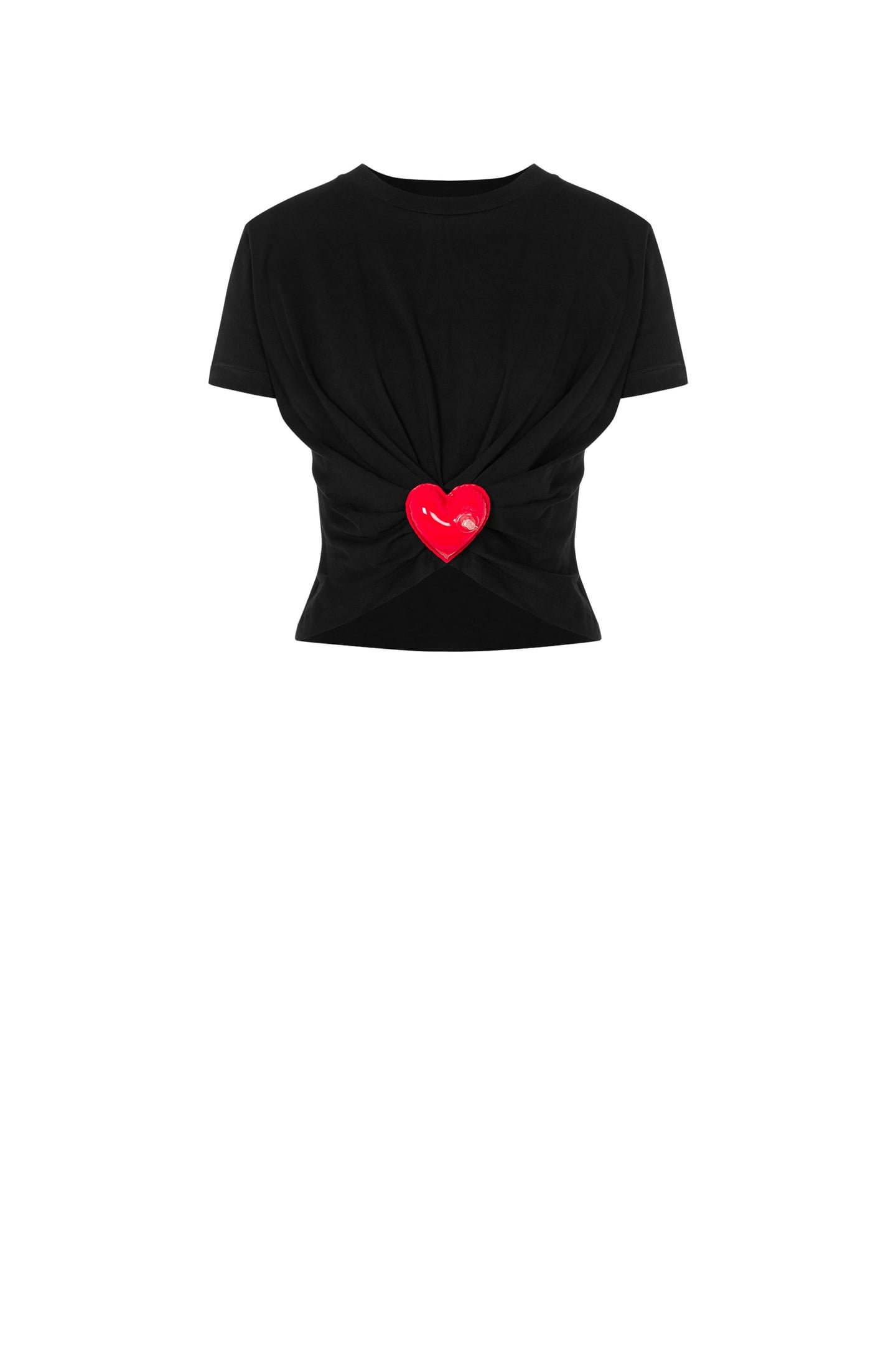 INFLATABLE HEART ORGANIC JERSEY CROPPED T-SHIRT BLACK 3