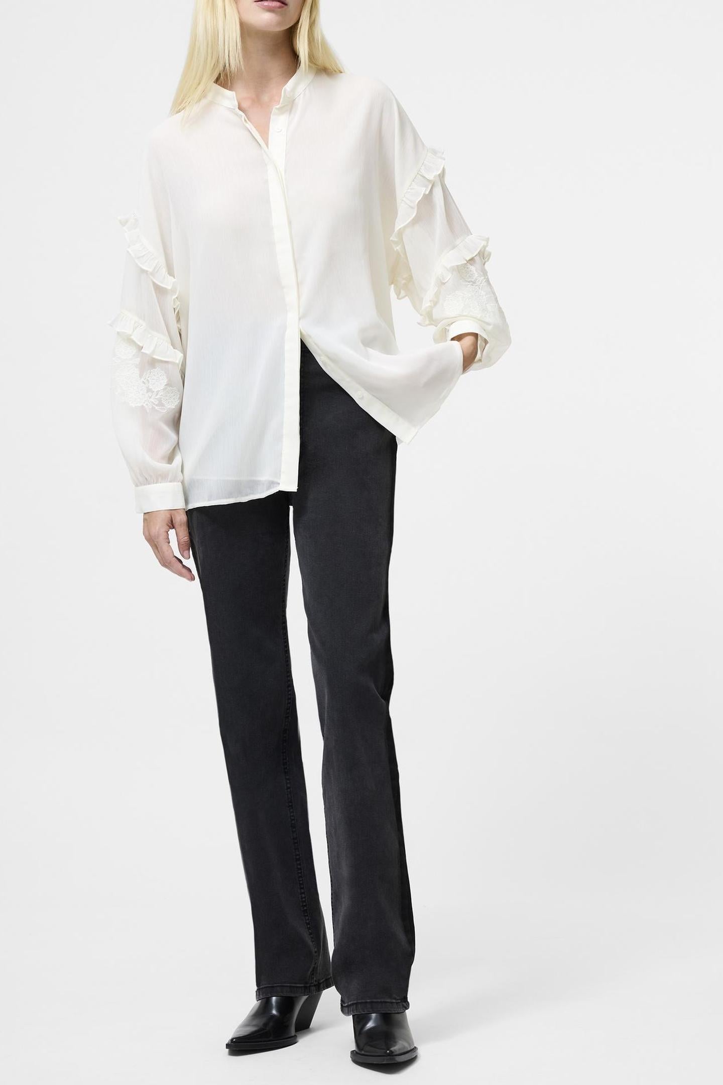 EMINA CHIFFON EMBROIDERED SHIR PORCELAIN CREAM 1