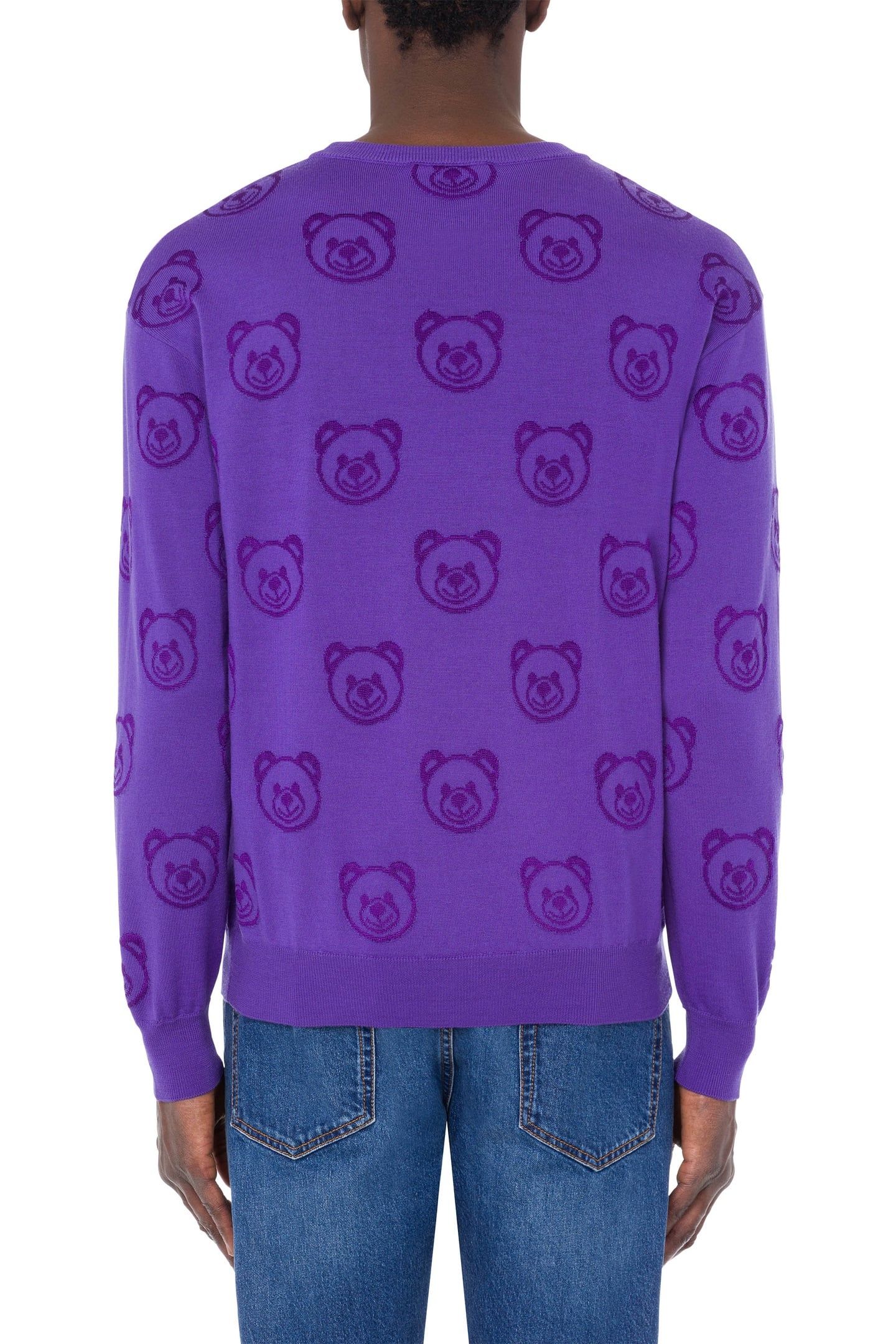ALLOVER TEDDY BEAR WOOL PULLOVER PURPLE 2