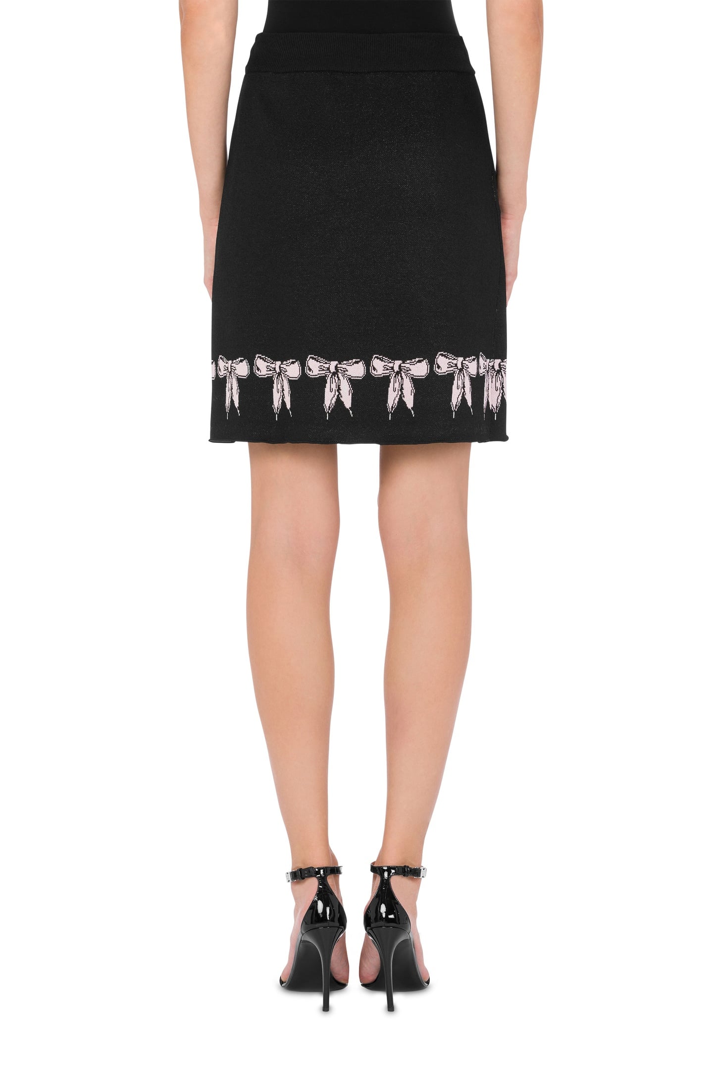 BOW LACES STRETCH KNIT MINI SKIRT BLACK 2