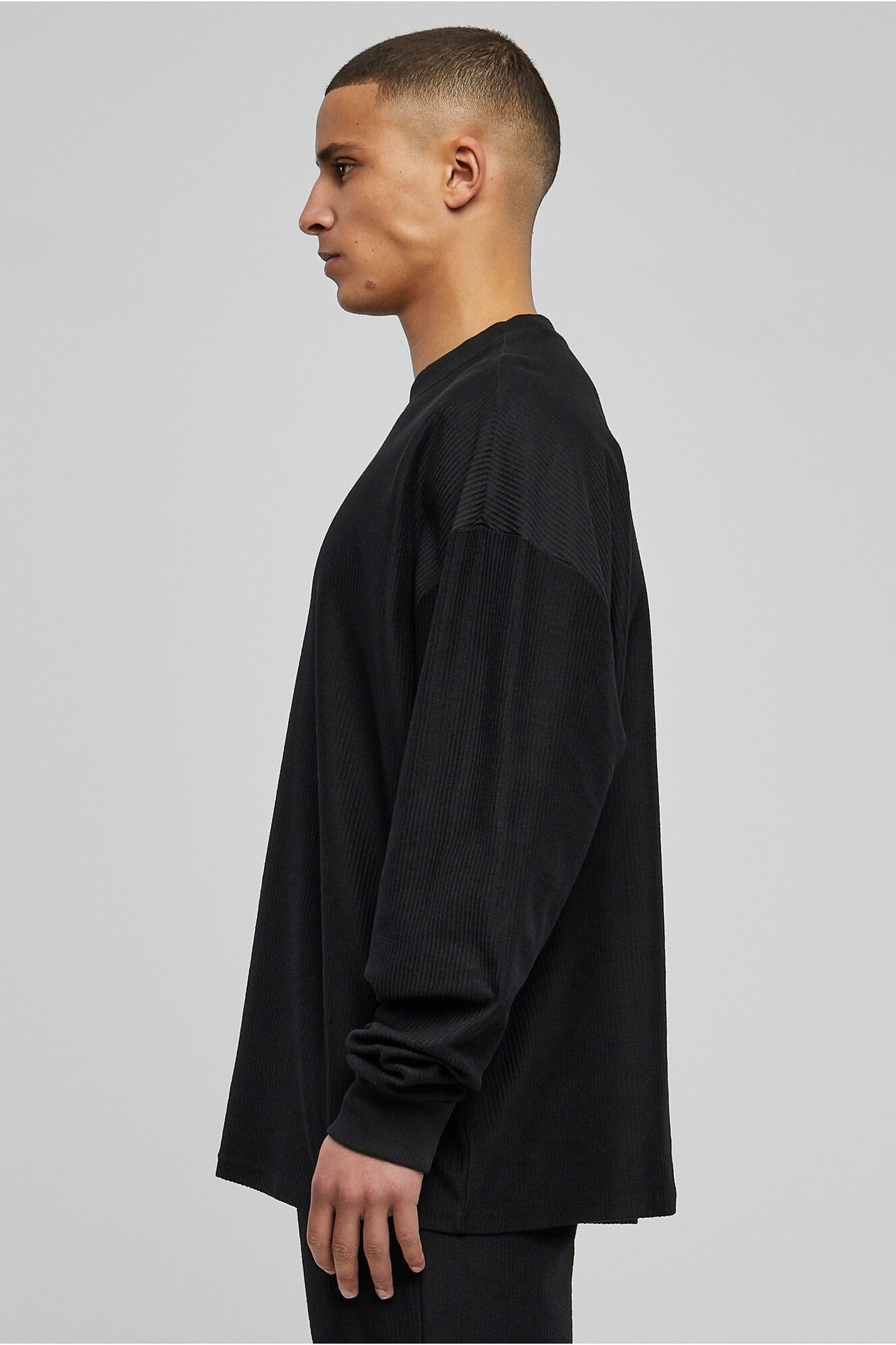 RIB TERRY BOXY CREW BLACK 3