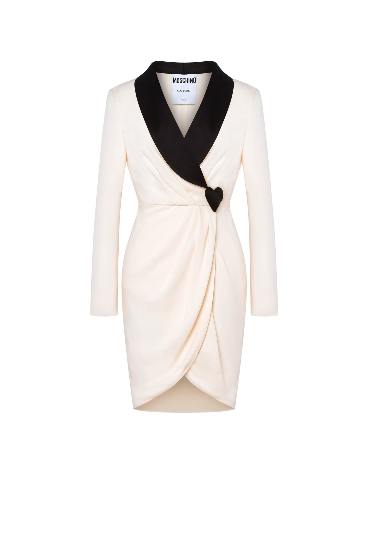 PADDED HEART ENVERS SATIN DRESS WHITE 3