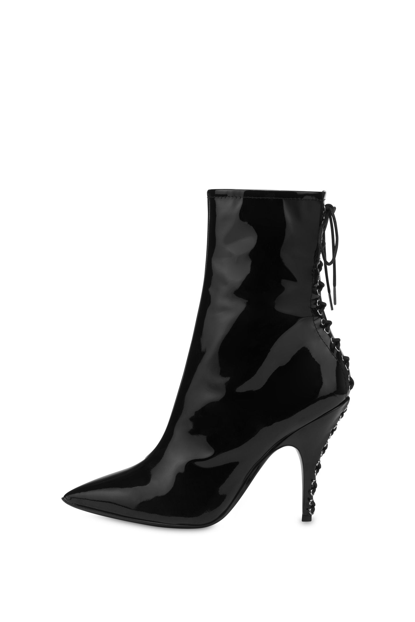 PATENT LEATHER ANKLE BOOTS WITH LACES BLACK 1