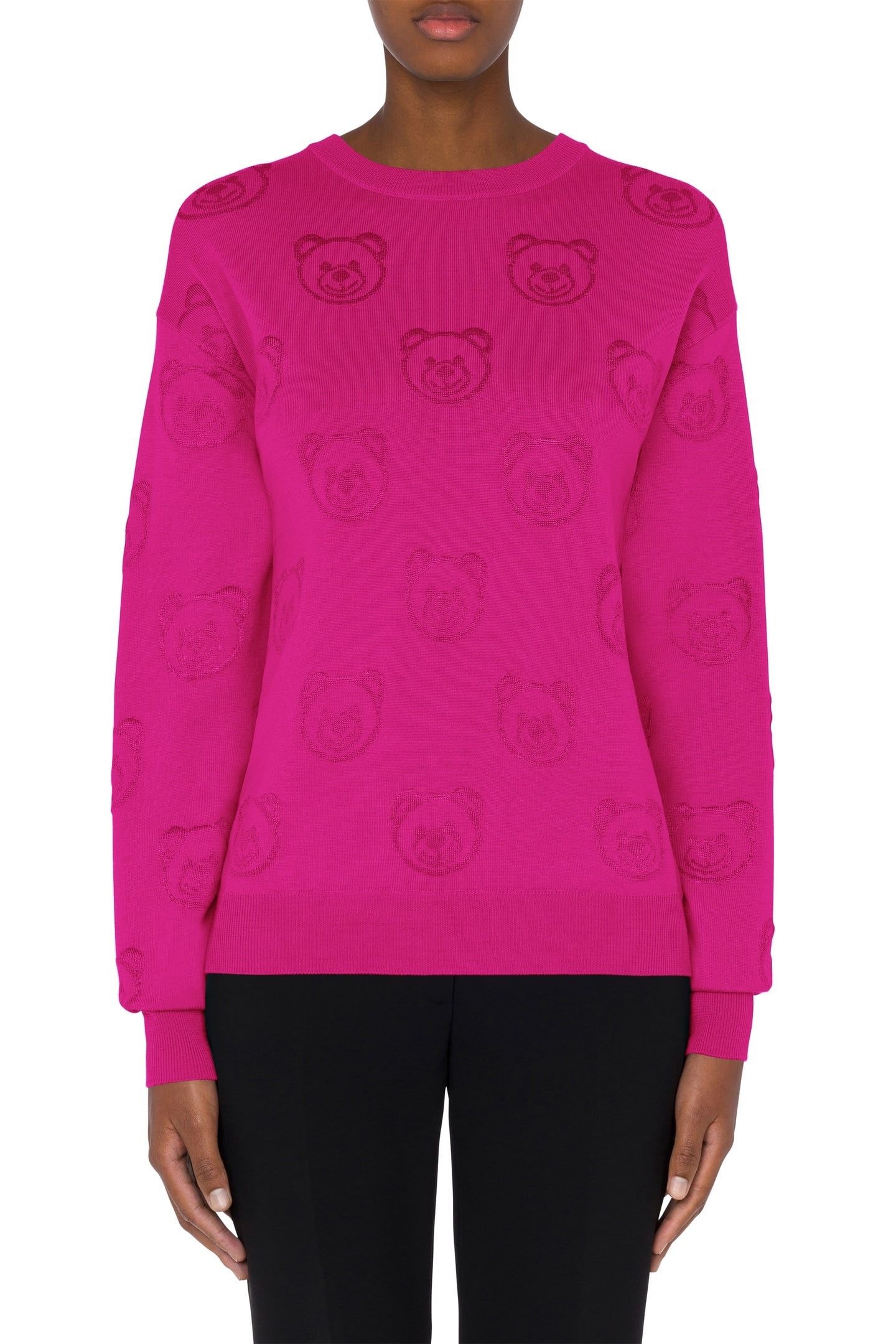 ALLOVER TEDDY BEAR WOOL PULLOVER PURPLE 1
