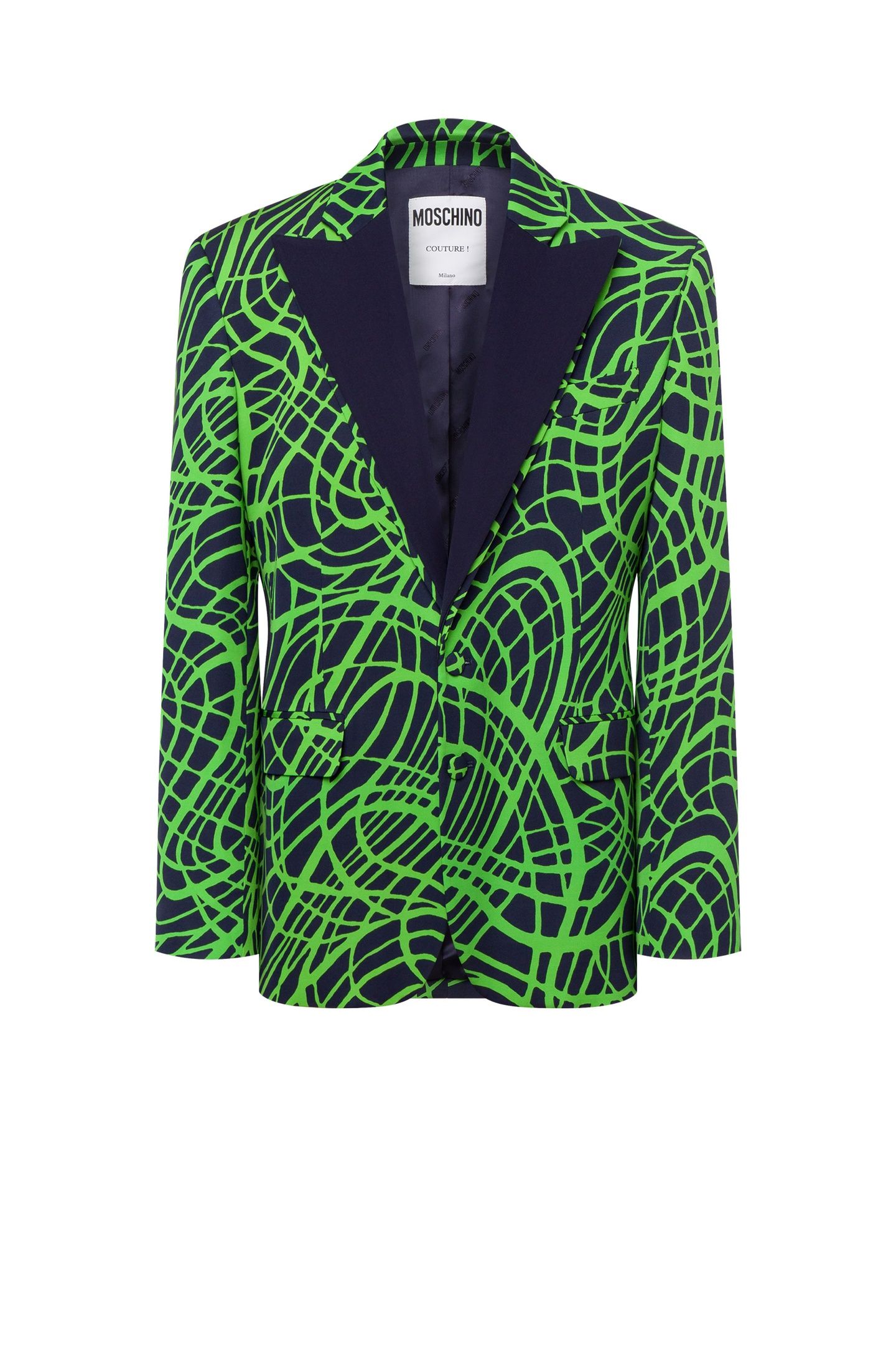VISCOSE WOOL JACKET WAVE LINE PRINT BLUE 3