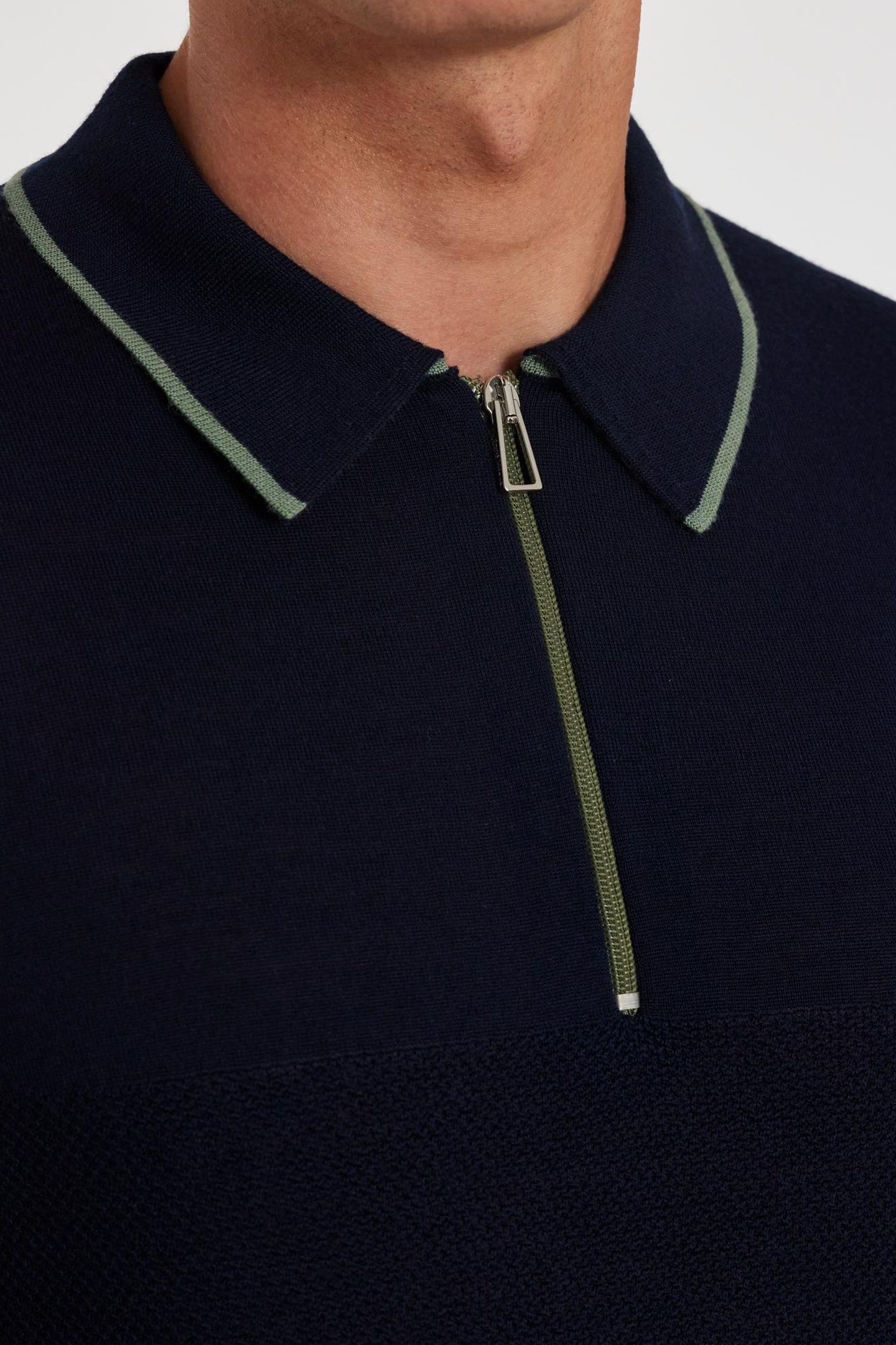 MENS SWEATER ZIP NECK VERY DARK NAVY 6