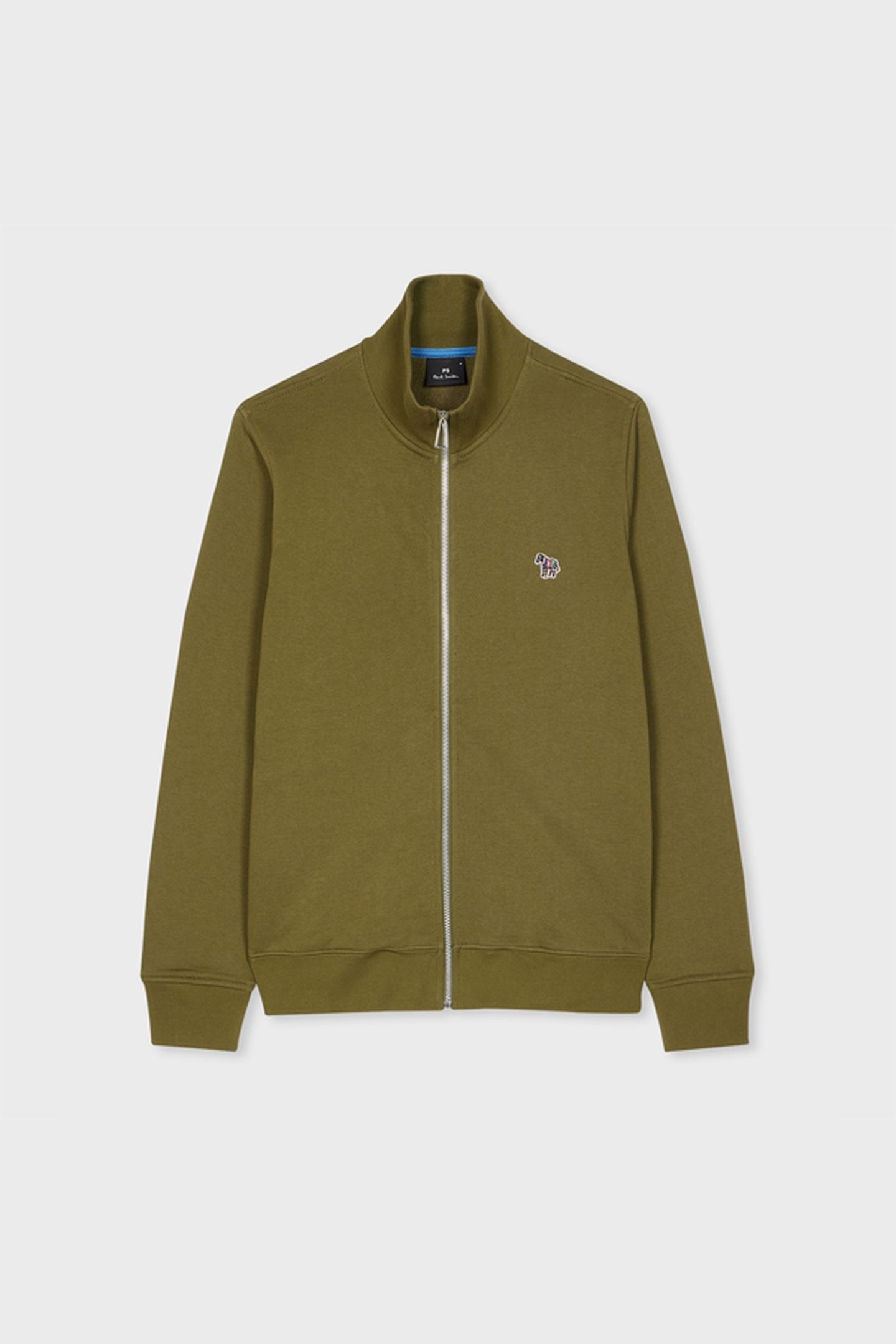 MENS REG FIT ZIP SWEAT ZEBRA OLIVE GREEN 2