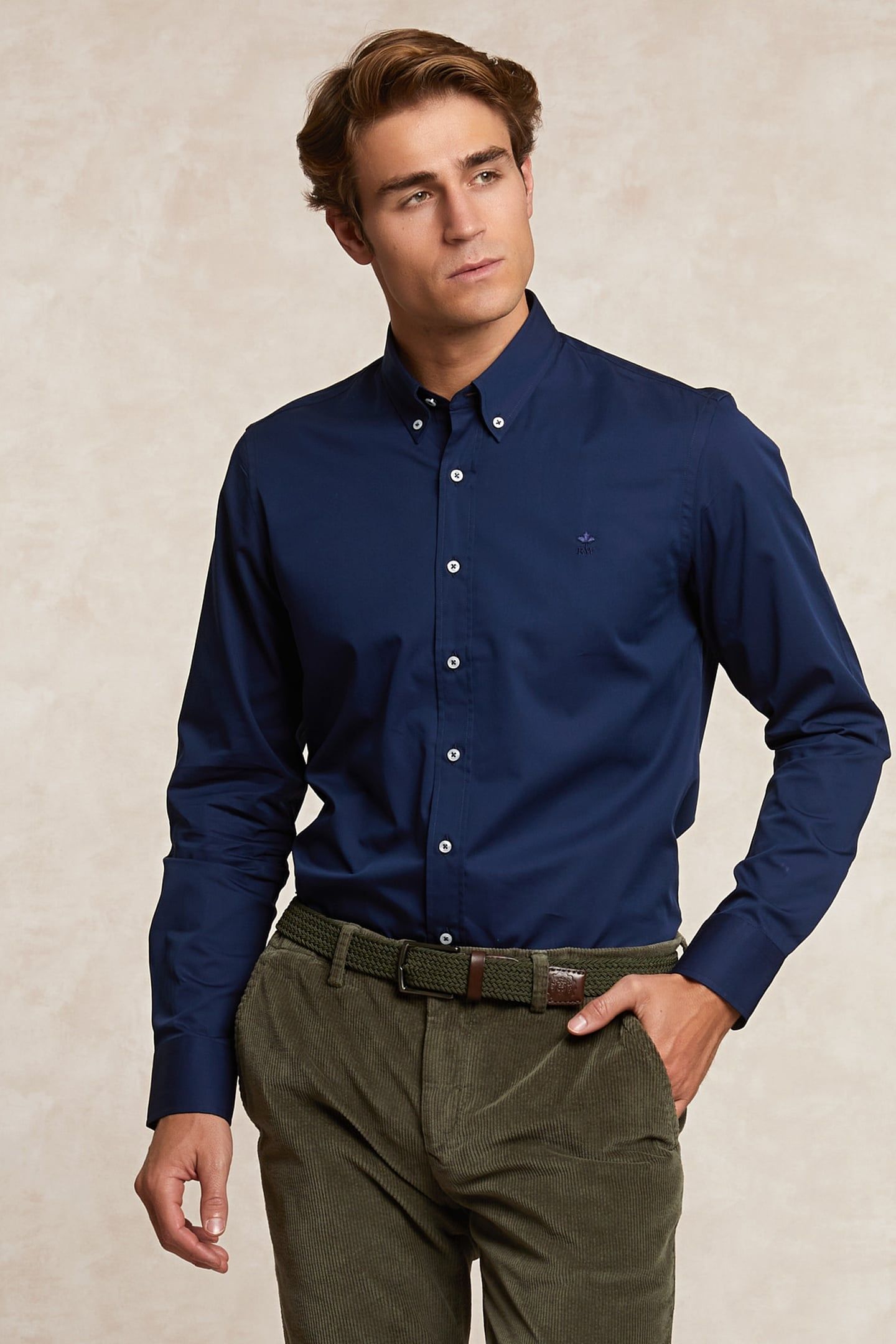 CUSTOM FIT COTTON UNI SHIRT BLUE 3