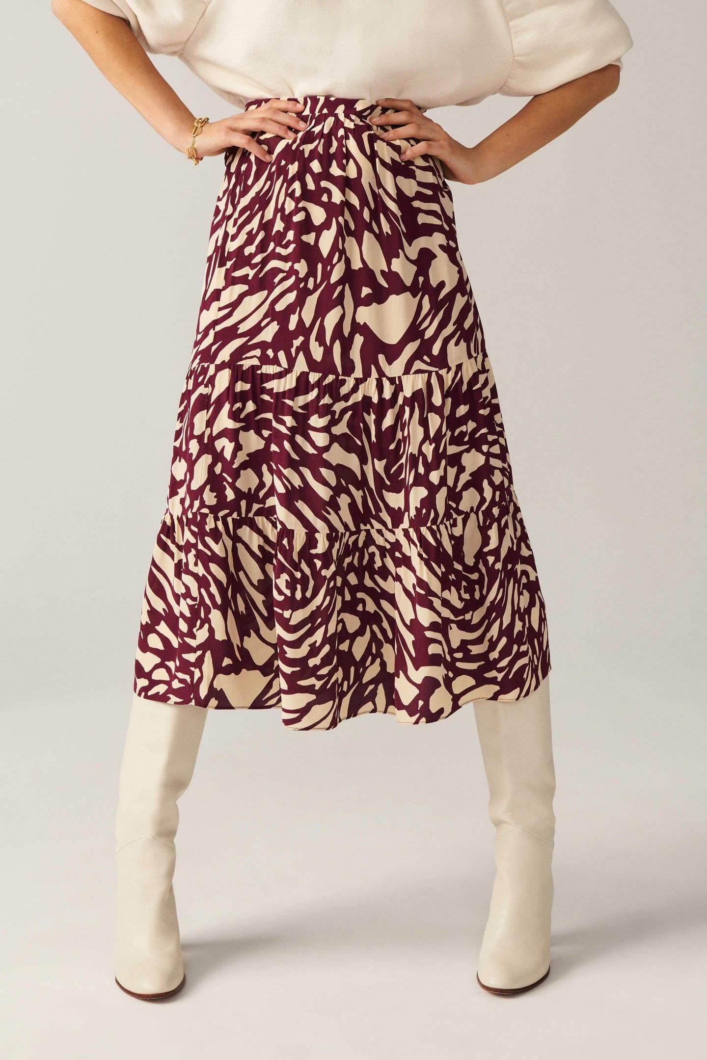 MID-LENGTH SKIRT BORDEAUX 1