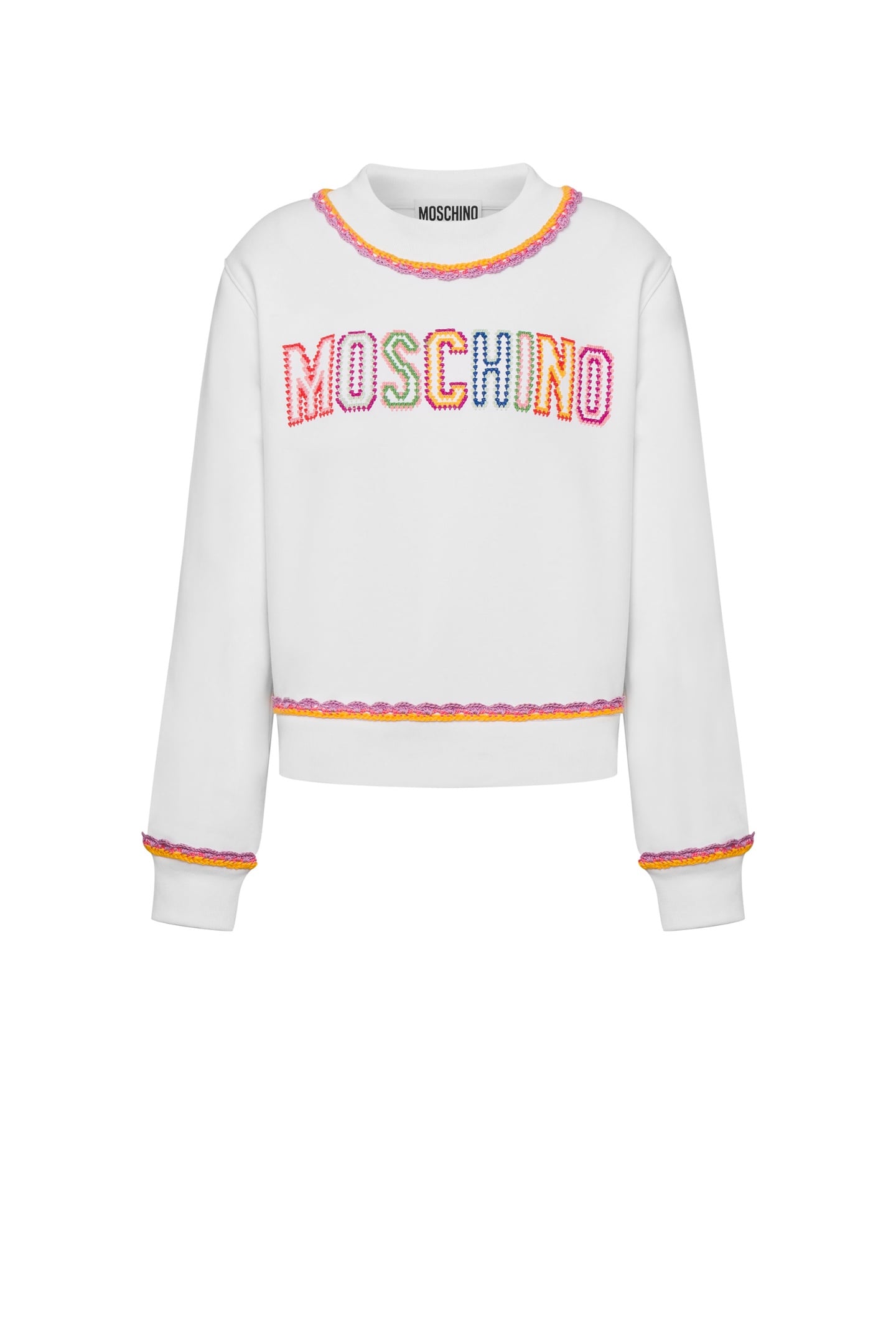 ORGANIC COTTON SWEATSHIRT CROCHET DETAILS WHITE 3