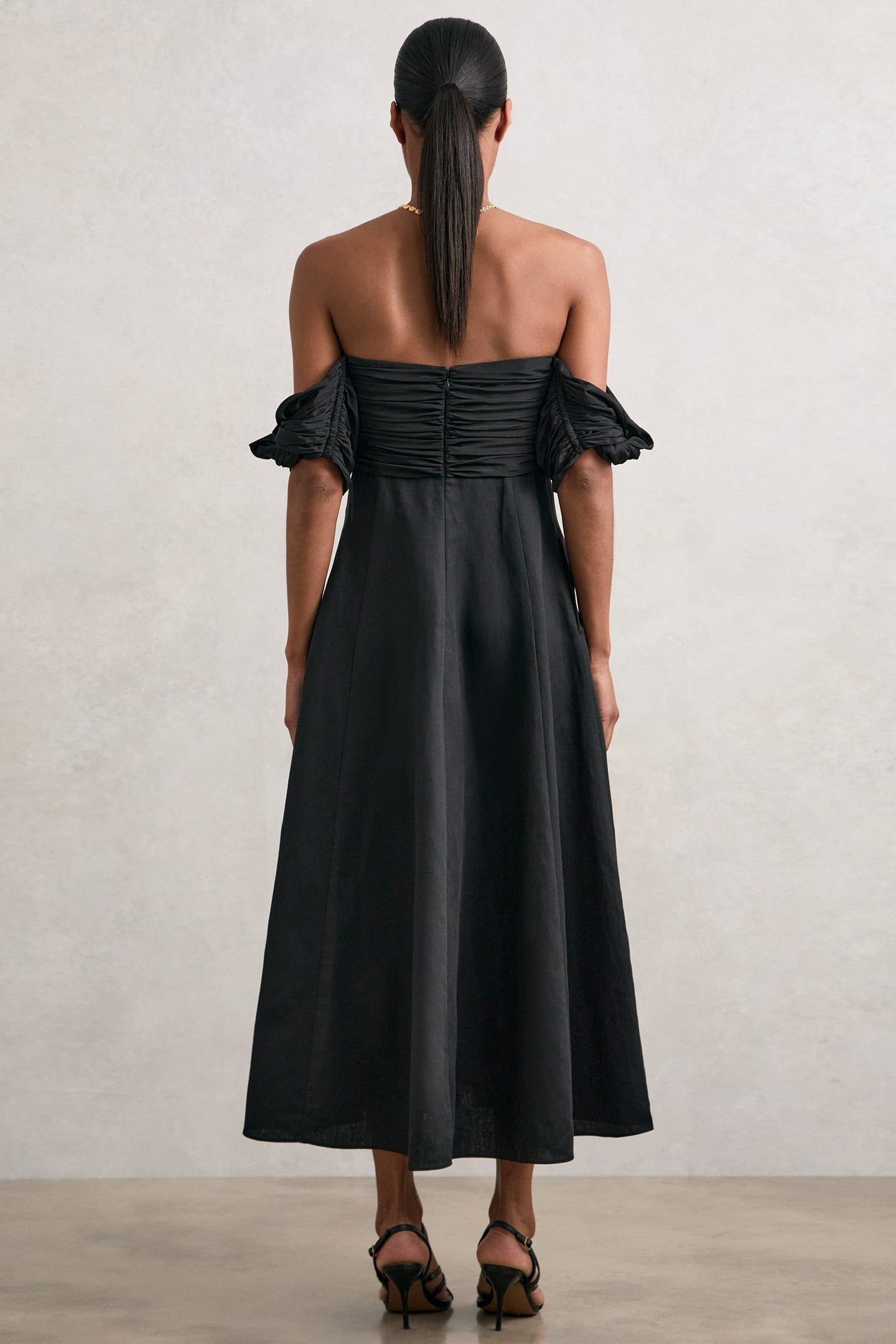 BARDOT SCULPTURAL DRESS BLACK 2