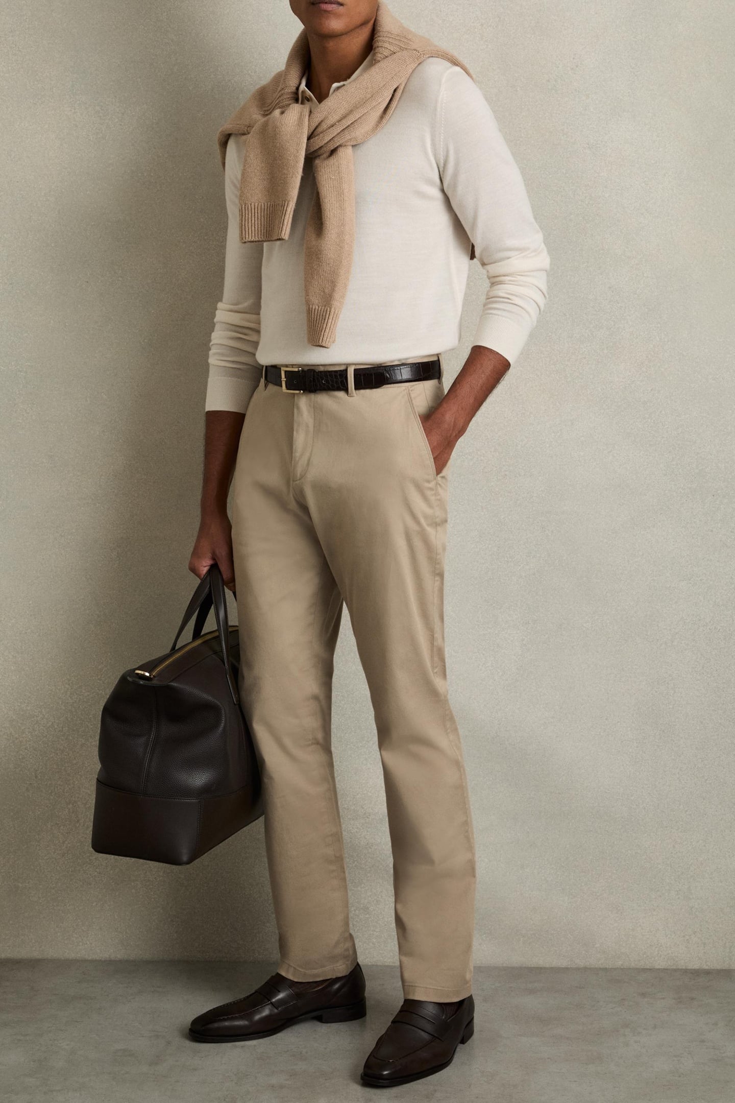 WASHED SLIM FIT CHINO STONE 1