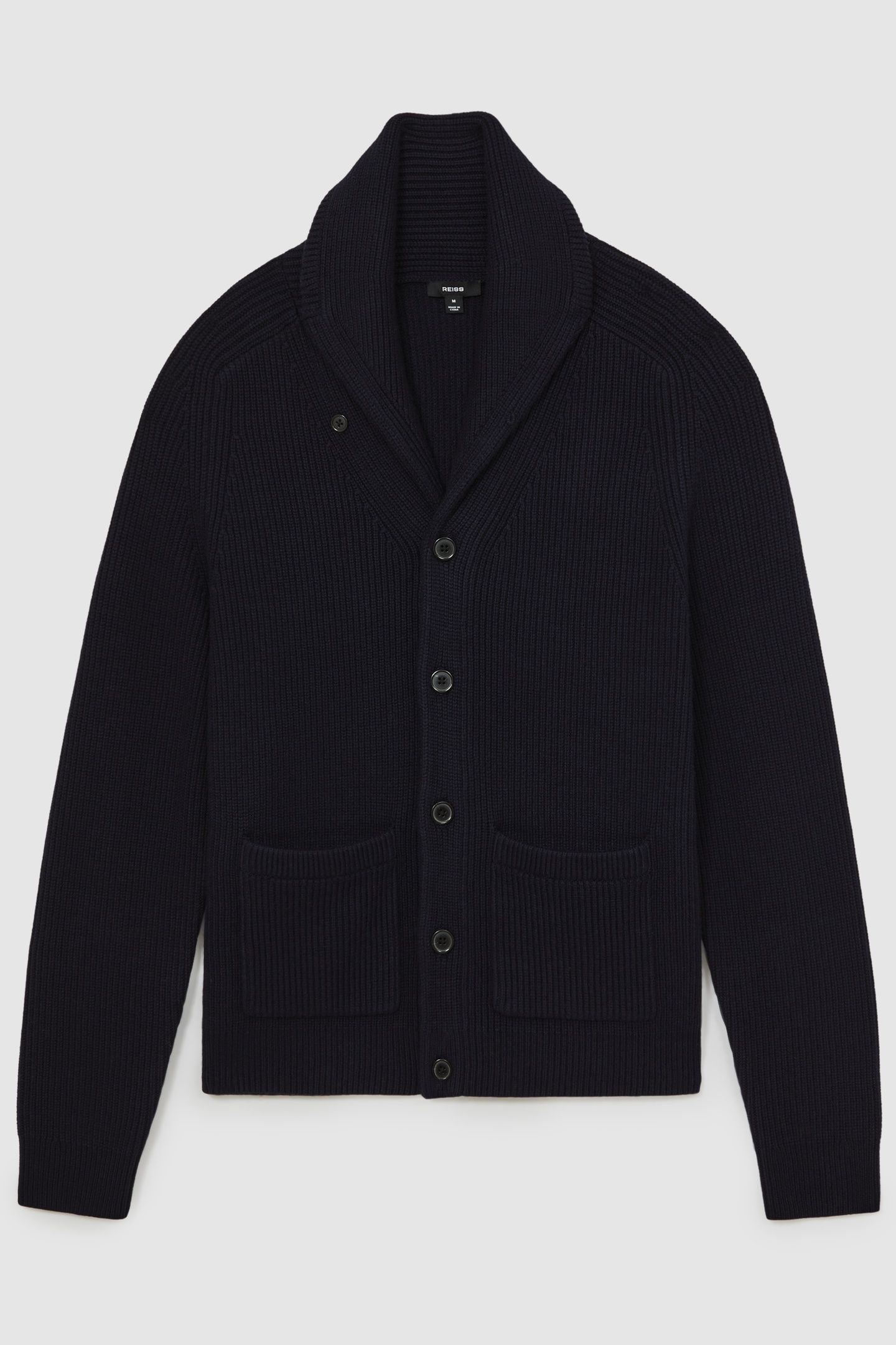 LS SHAWL COLLAR RIBBED CARDIGAN NAVY 5