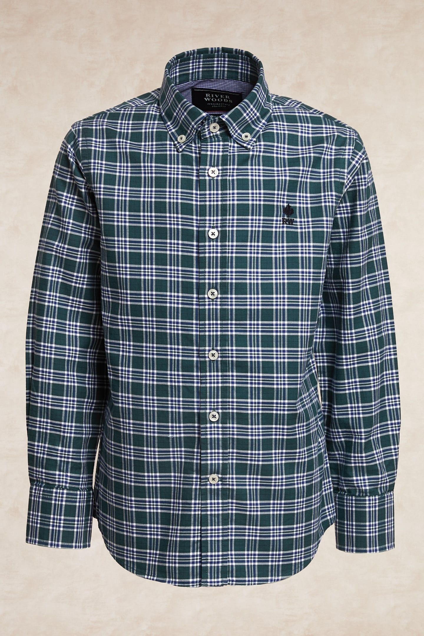 CUSTOM FIT CHECKED SHIRT GREEN/BLUE 1