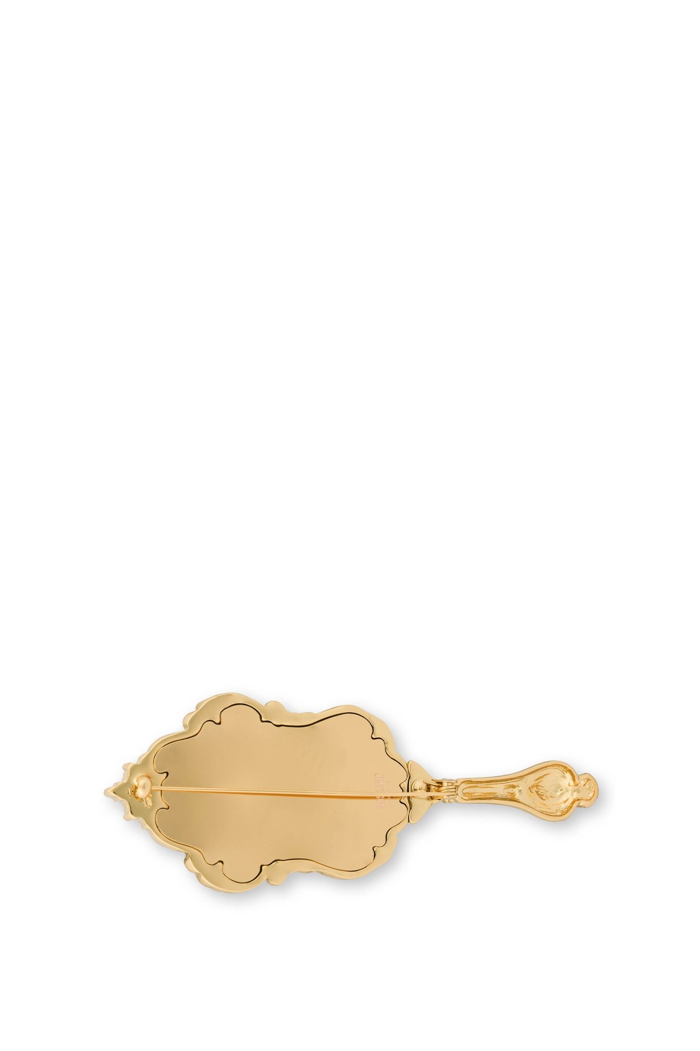 BAROQUE HAND MIRROR BROOCH GOLD 3