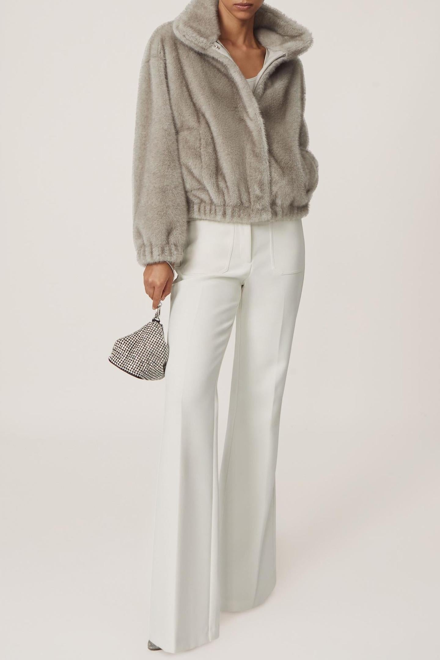 FAUX FUR CASUAL JACKET GREY 1
