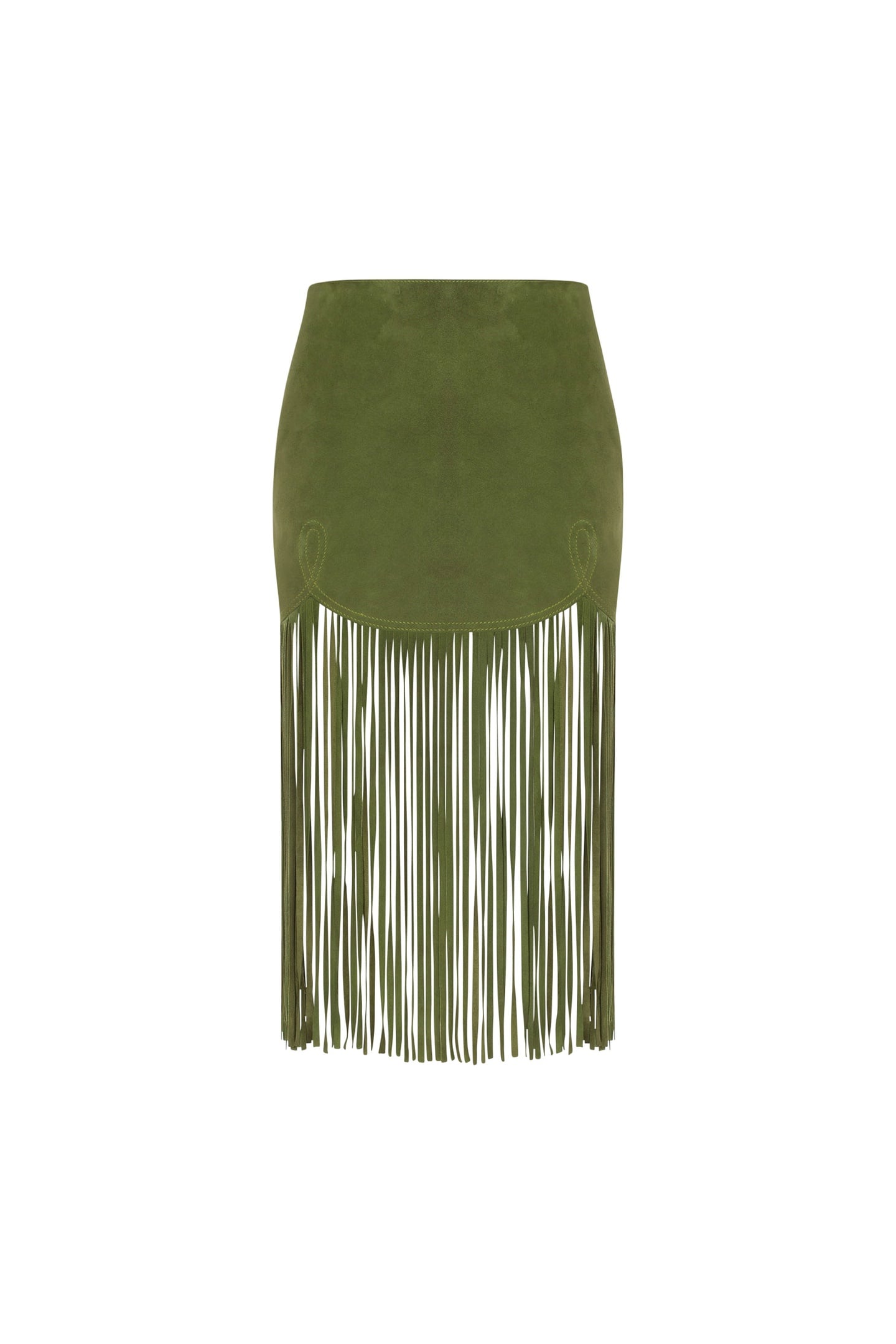 SUEDE SKIRT WITH FRINGES GREEN 3