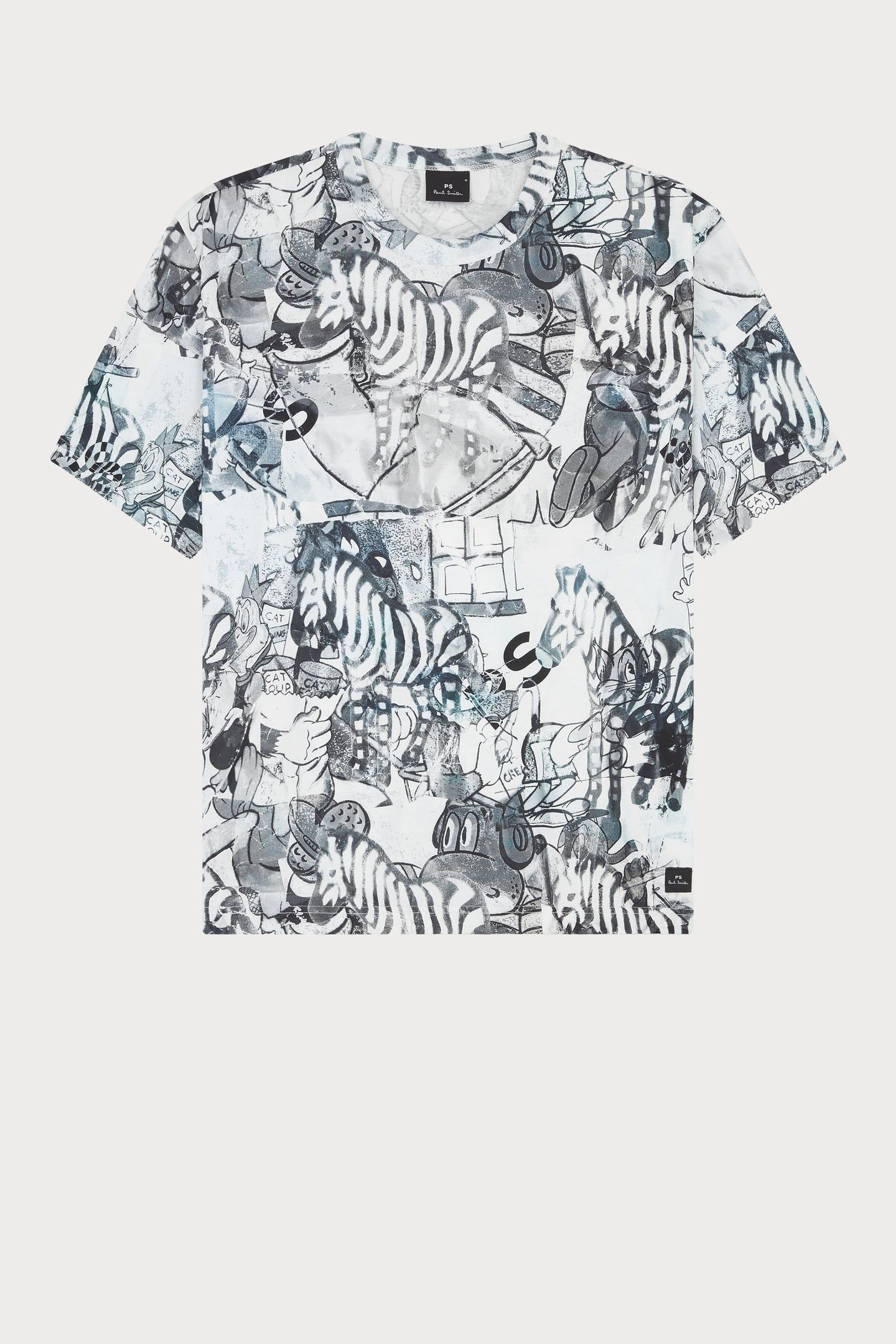 MENS REG FIT SS T SHIRT ALLOVER ZEBRA GREY MELANGE 1