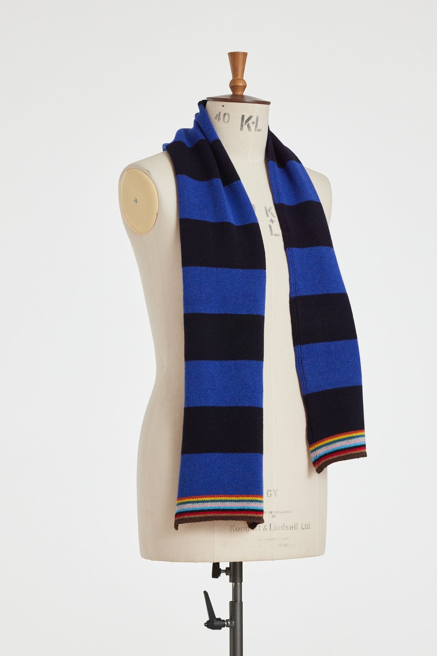 MEN SCARF SIG BLOCK STRPE NAVY 3