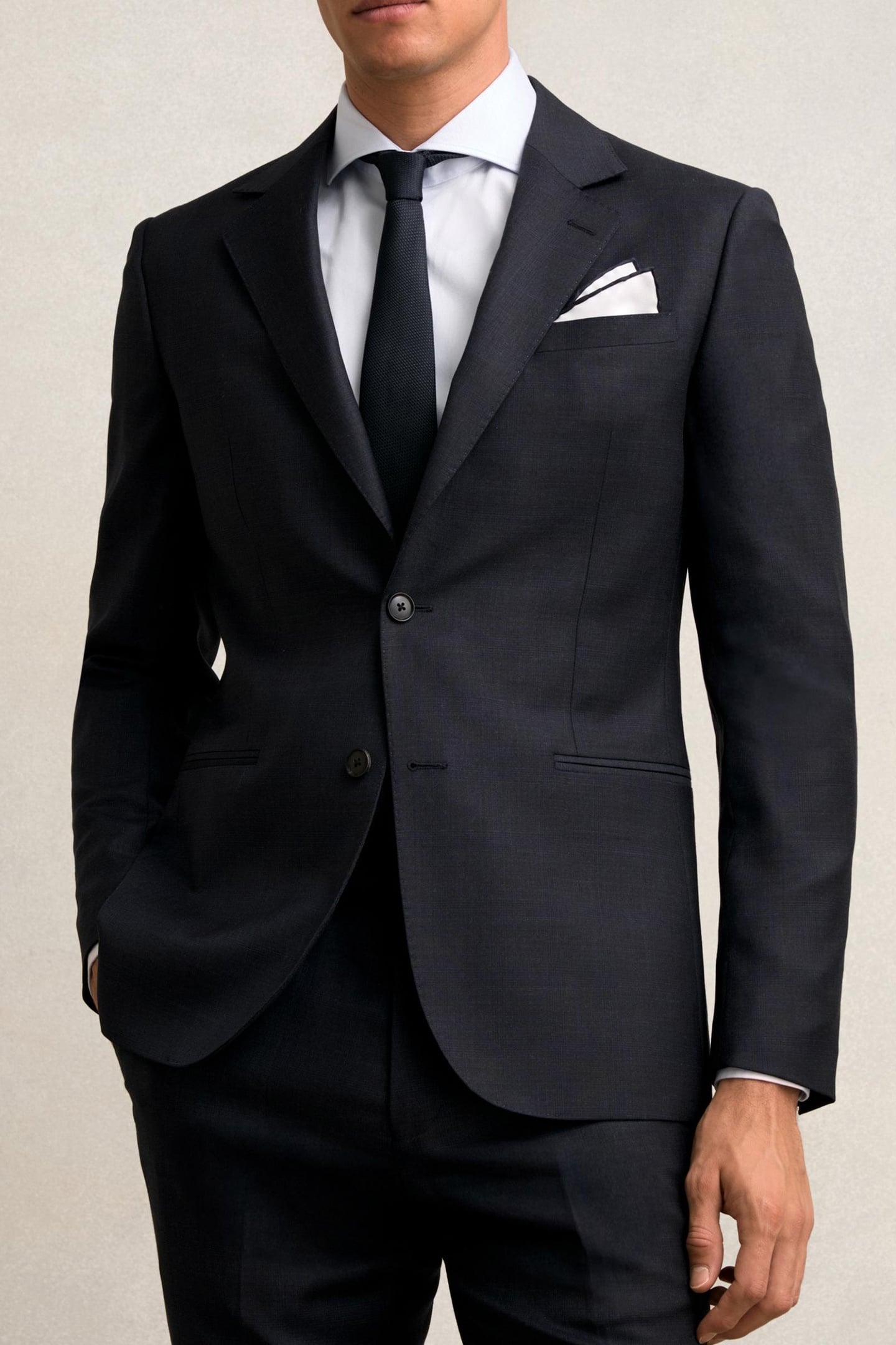 SB 2B NOTCH PRINCE OF WALES CHECK BLAZER NAVY 2