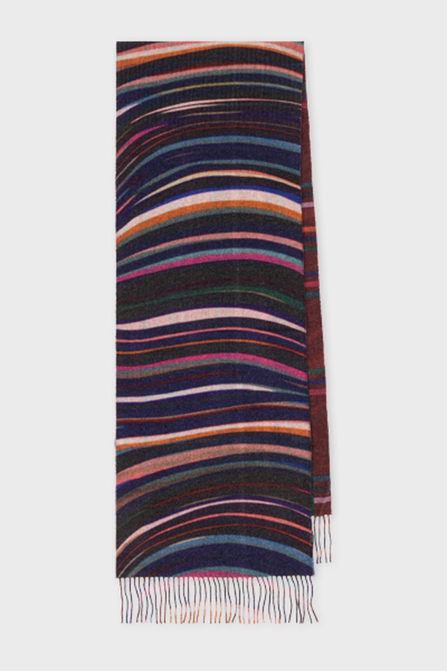 WOMENS SCARF CHECK SWIRL AW24 NAVY 2