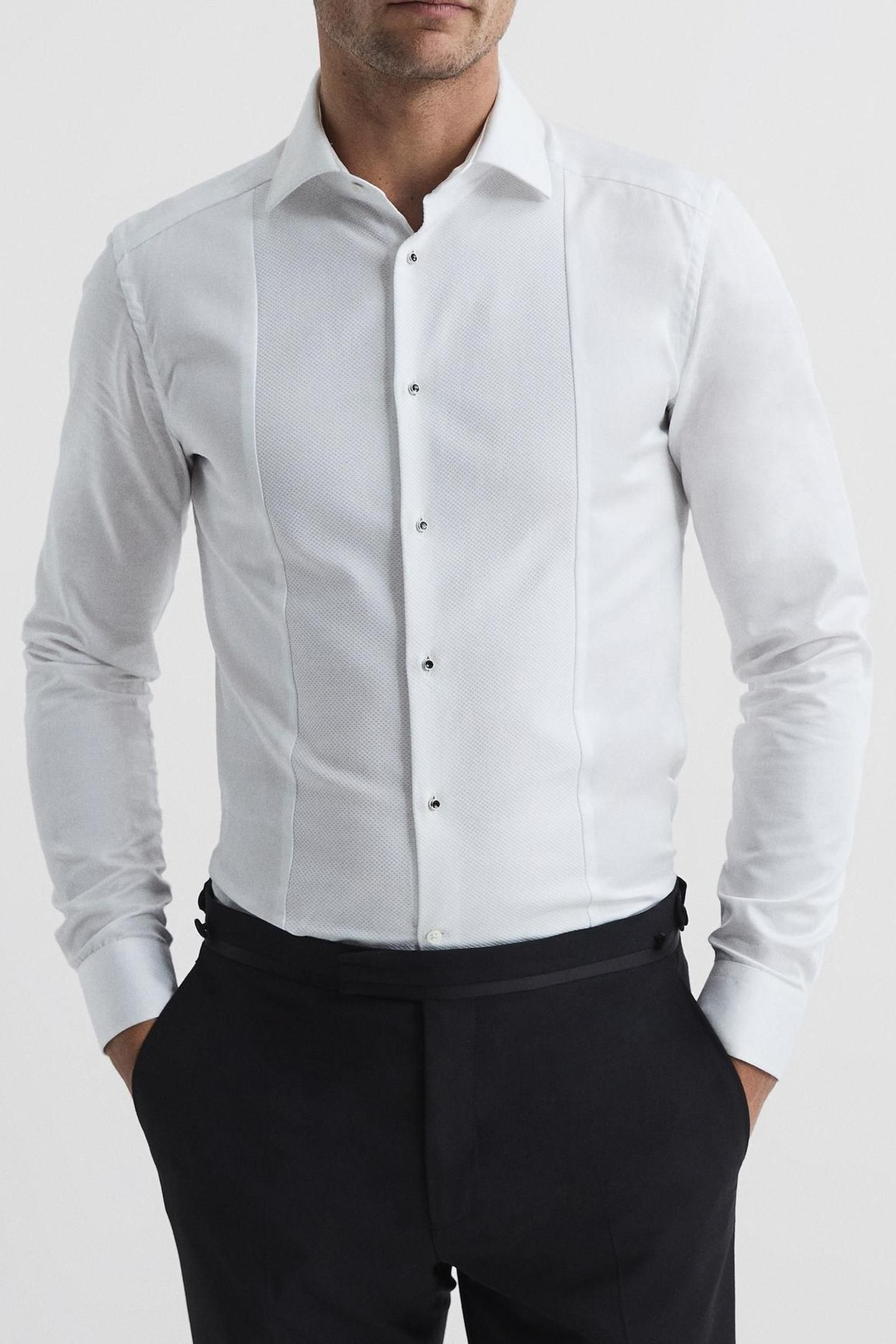 LS MARCELLA BIB COTTON DINNER SHIRT WHITE 2