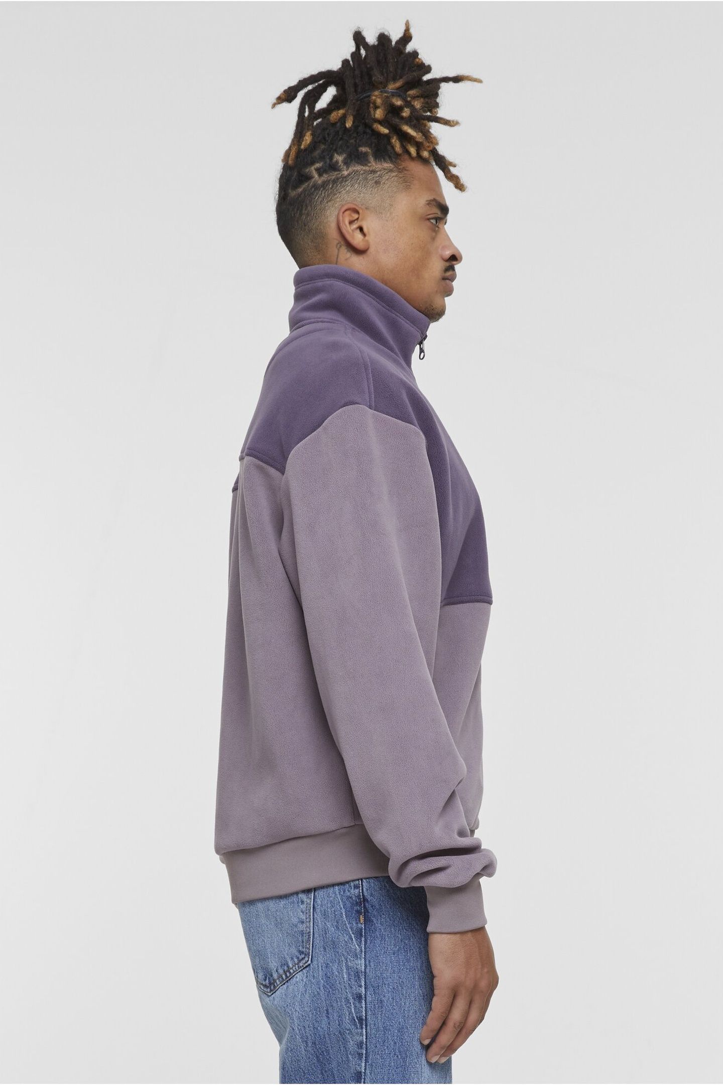 COLOUR BLOCK POLAR FLEECE JACKET PURPLENIGHT/FADEDPURPLE 4