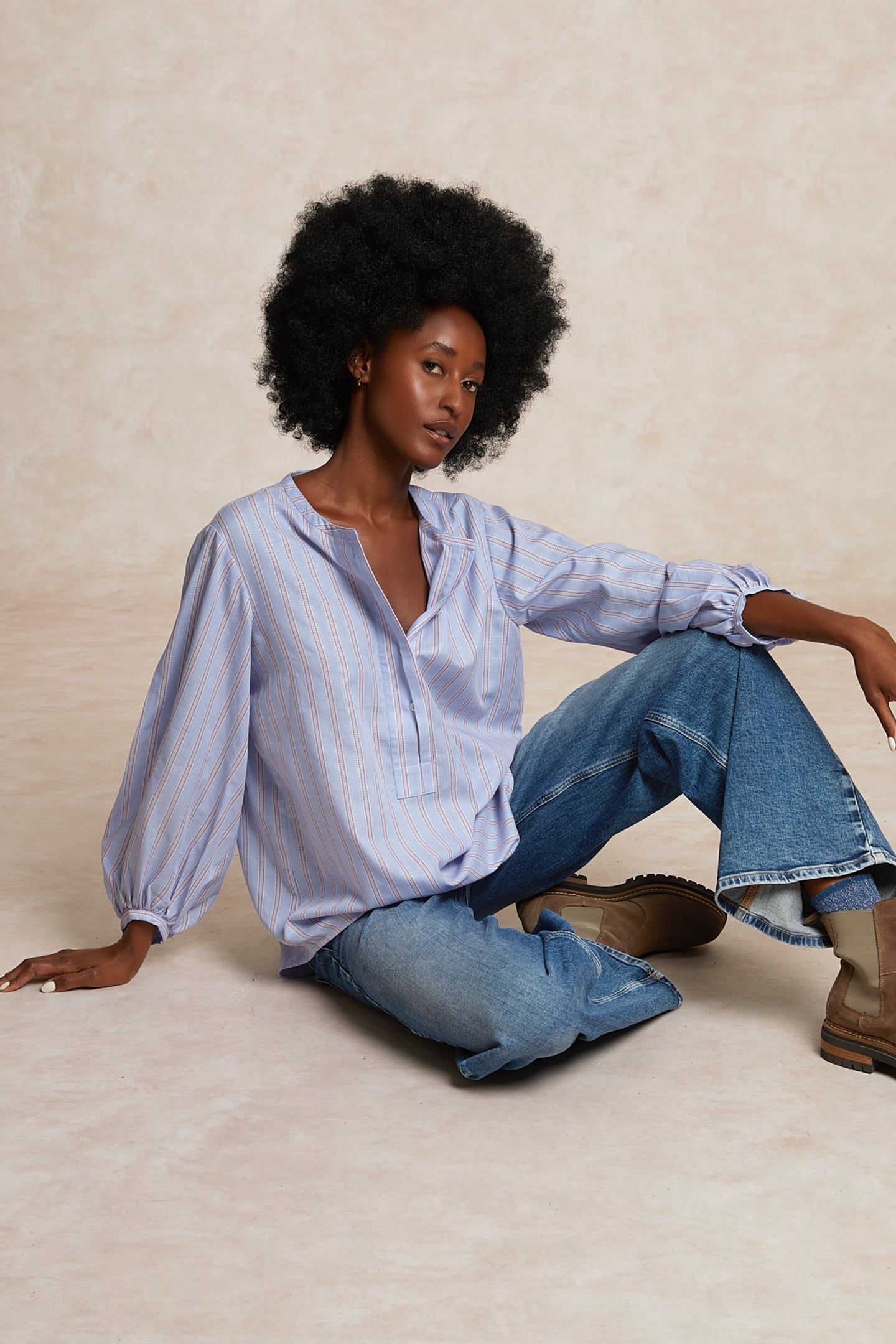 STRIPED OVERSIZED BLOUSE LONG SLEEVES RED/BLUE 1