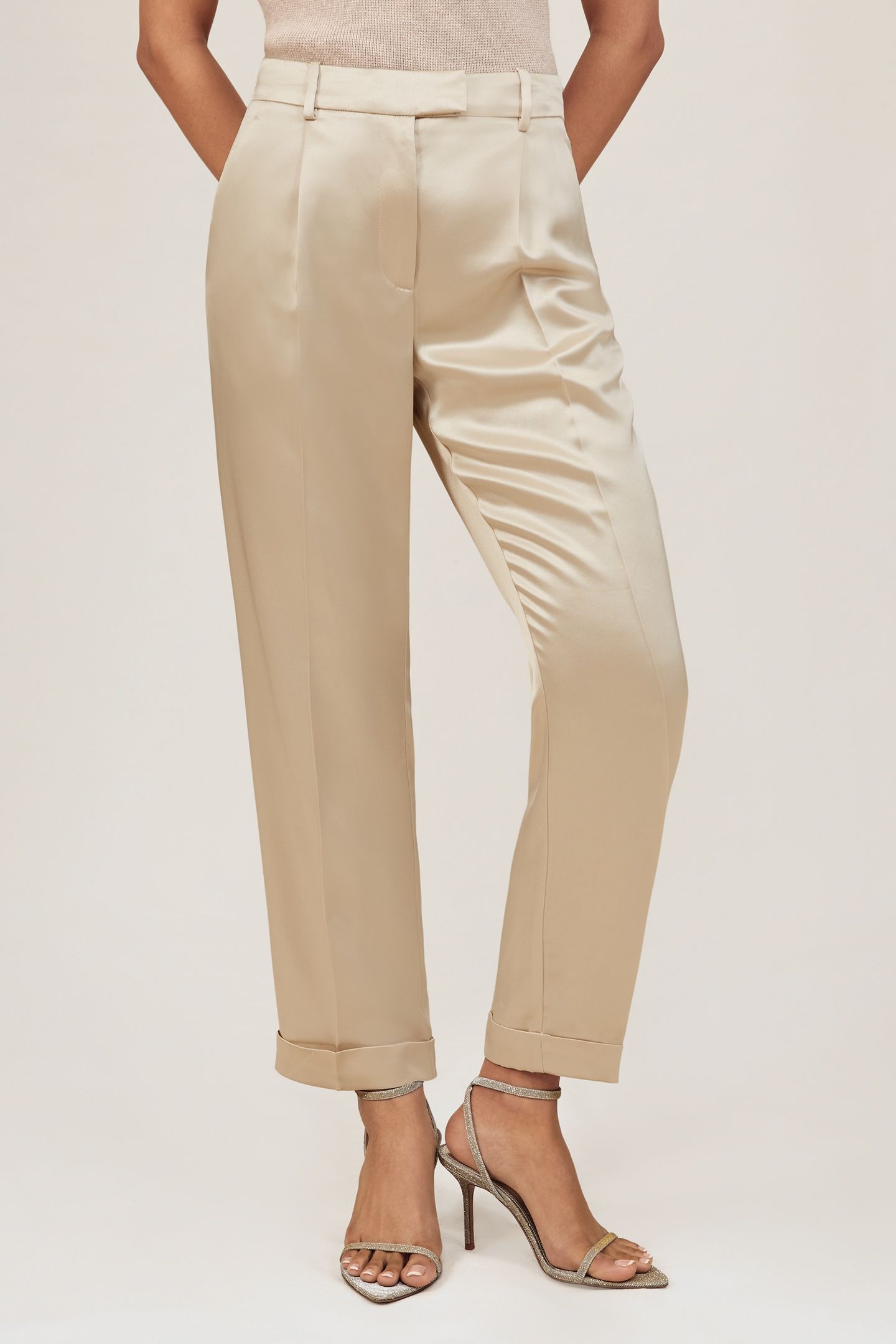 SATIN TAPER TROUSER NEUTRAL 1