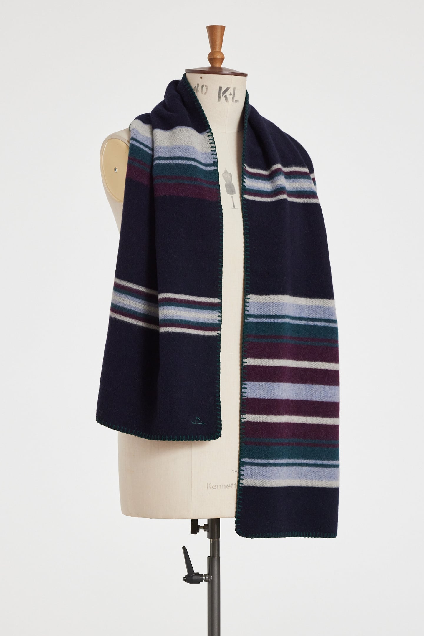MEN SCARF PS ORGNC STRP NAVY 2