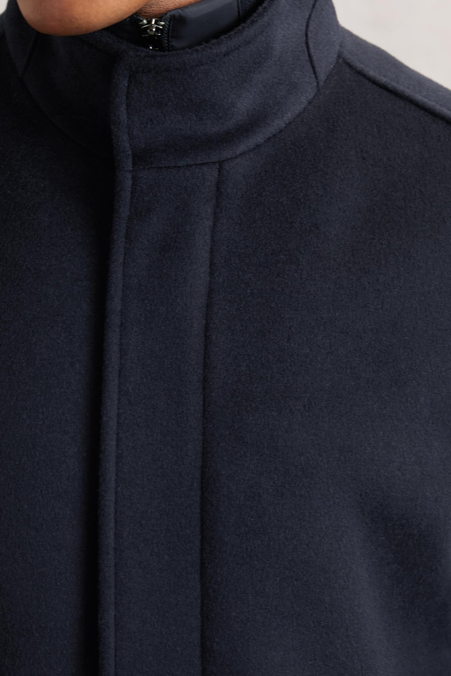 WOOL GILET INSERT FUNNEL NECK COAT NAVY 5