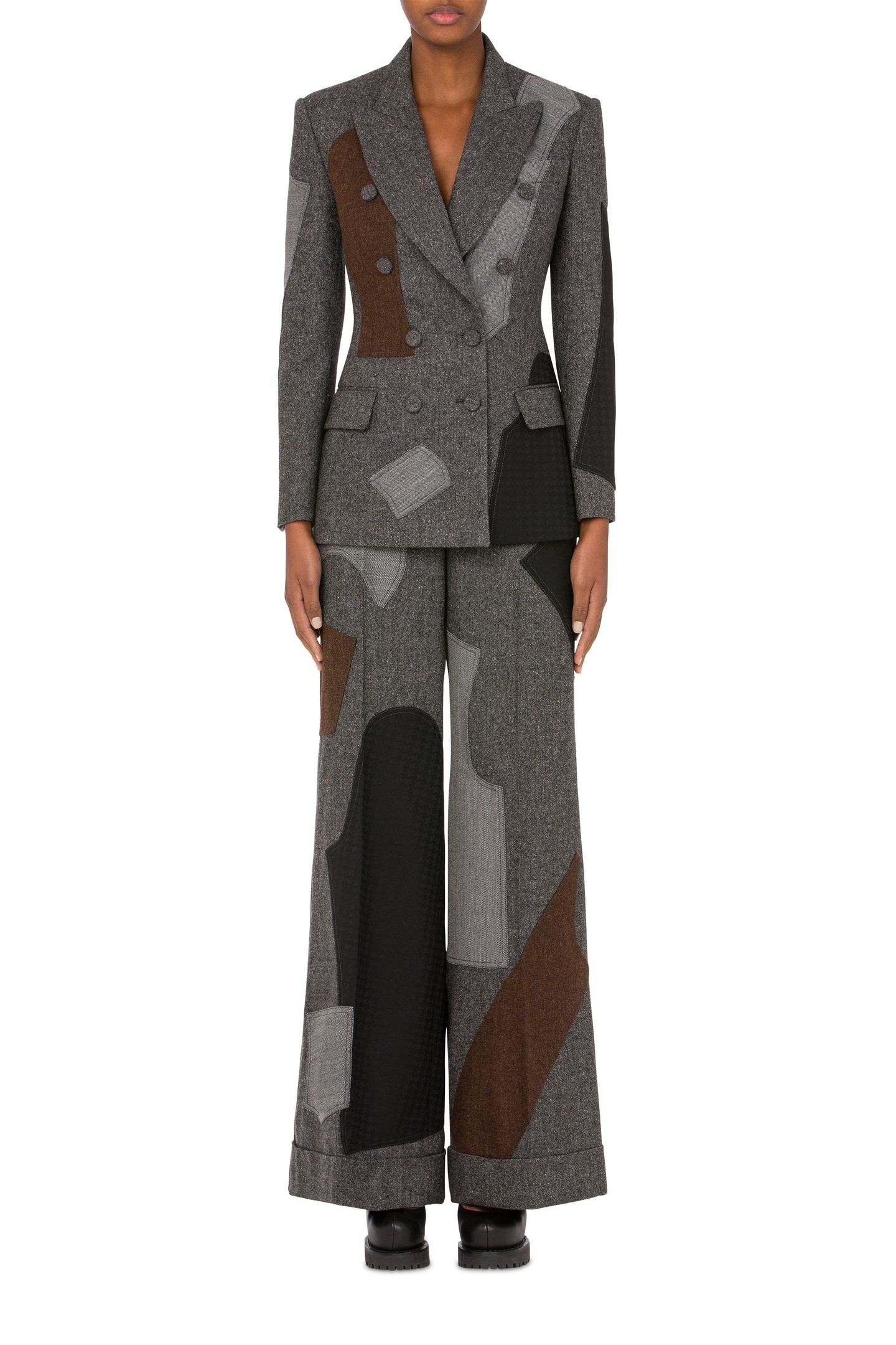 PATCHWORK WOOL BLEND JACKET GREY 1