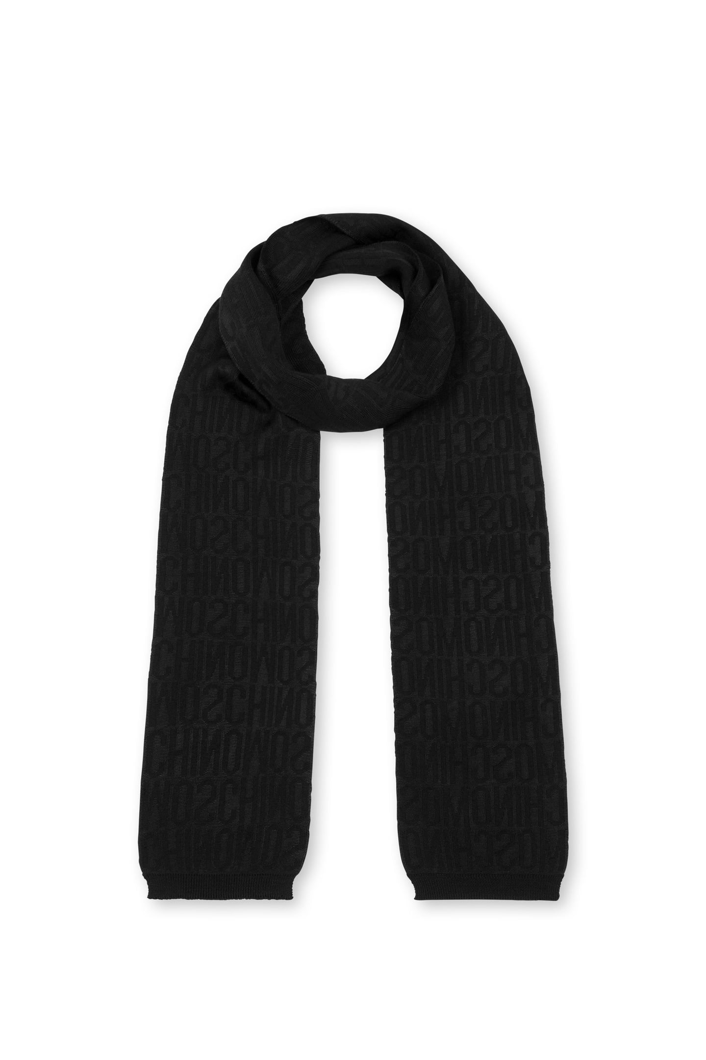 THIN KNIT SCARF ALLOVER LOGO BLACK 1