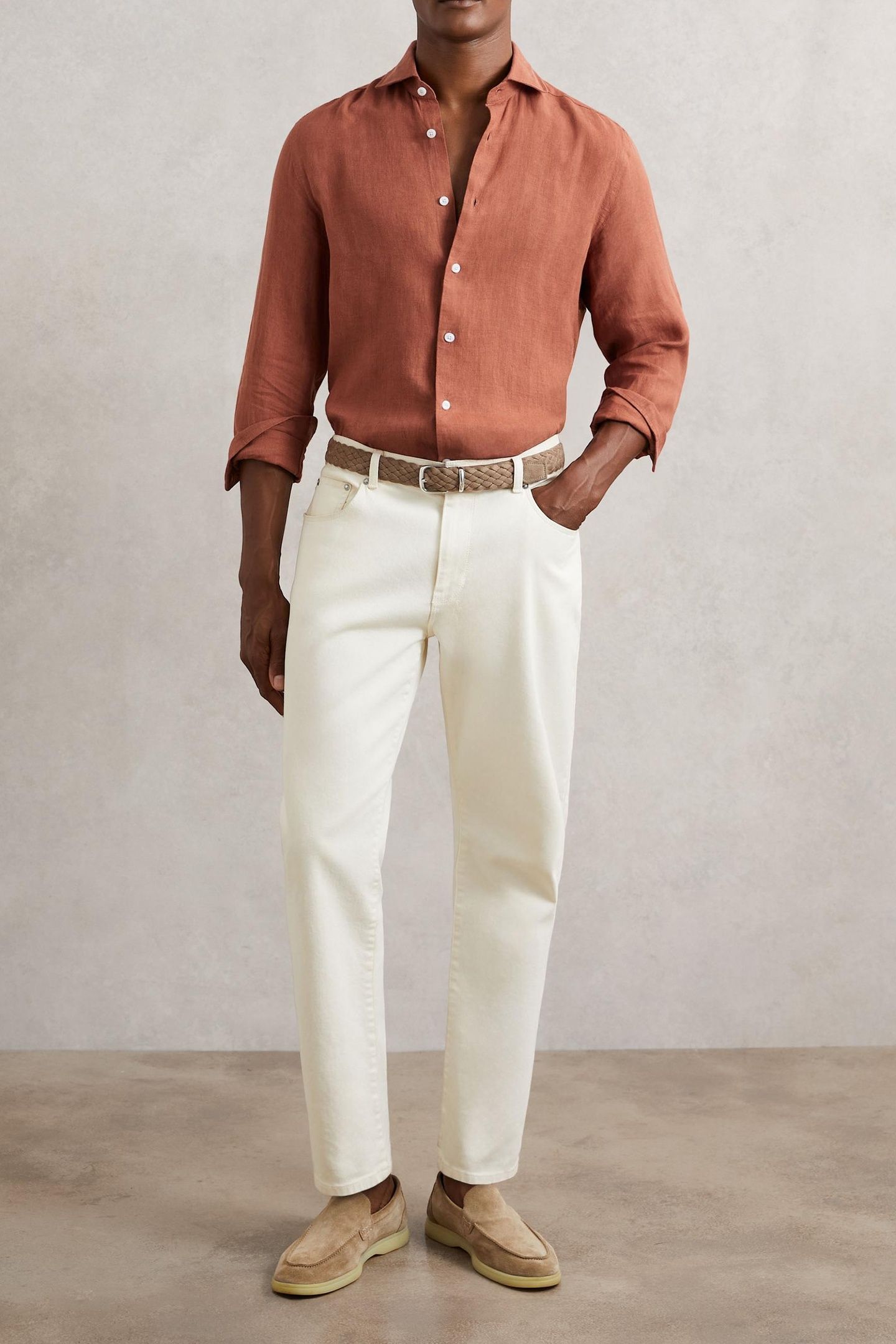 LS LINEN SHIRT CINNAMON BROWN 3