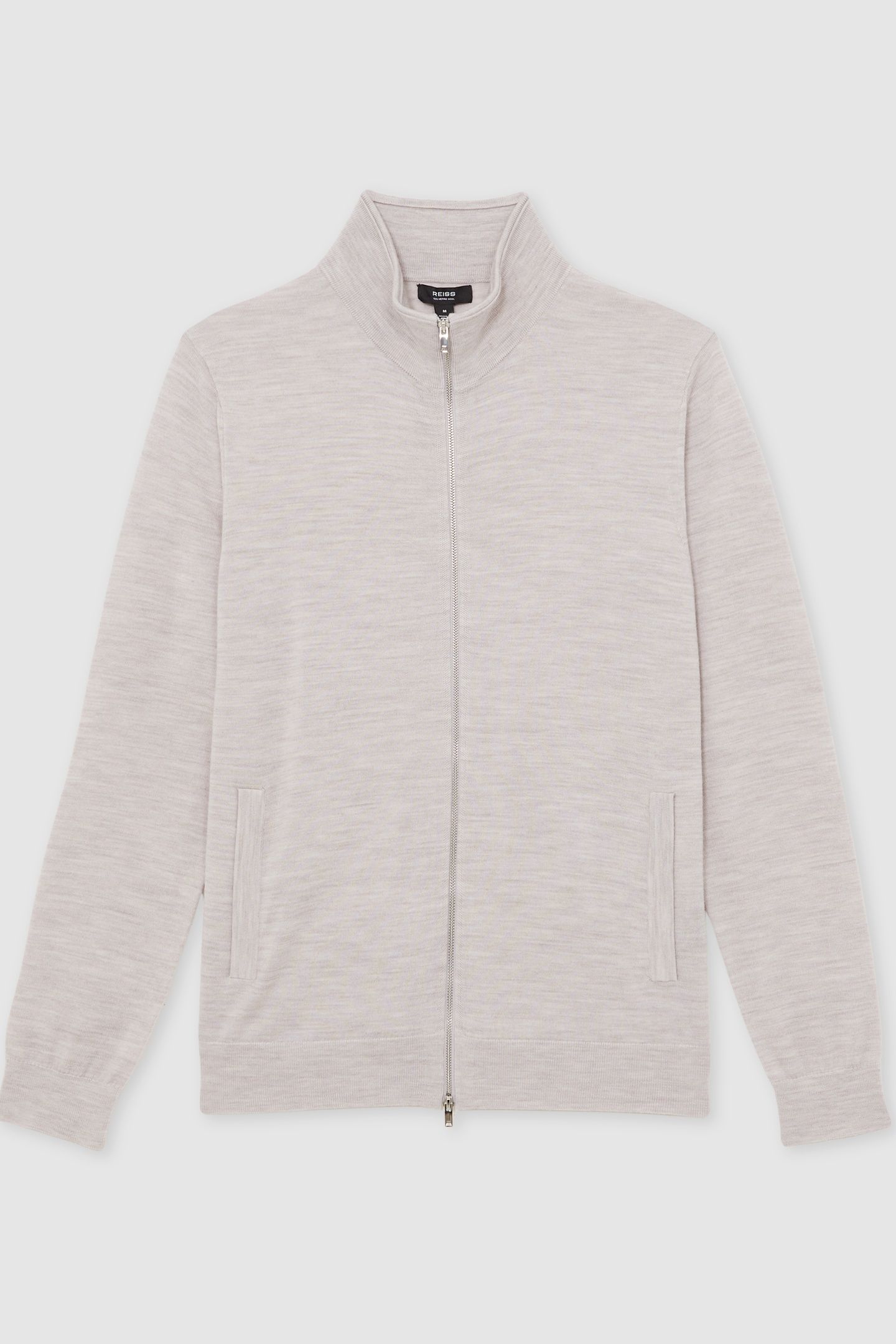 LS MERINO ZIP THROUGH FUNNEL WICKER BROWN MELANGE 5
