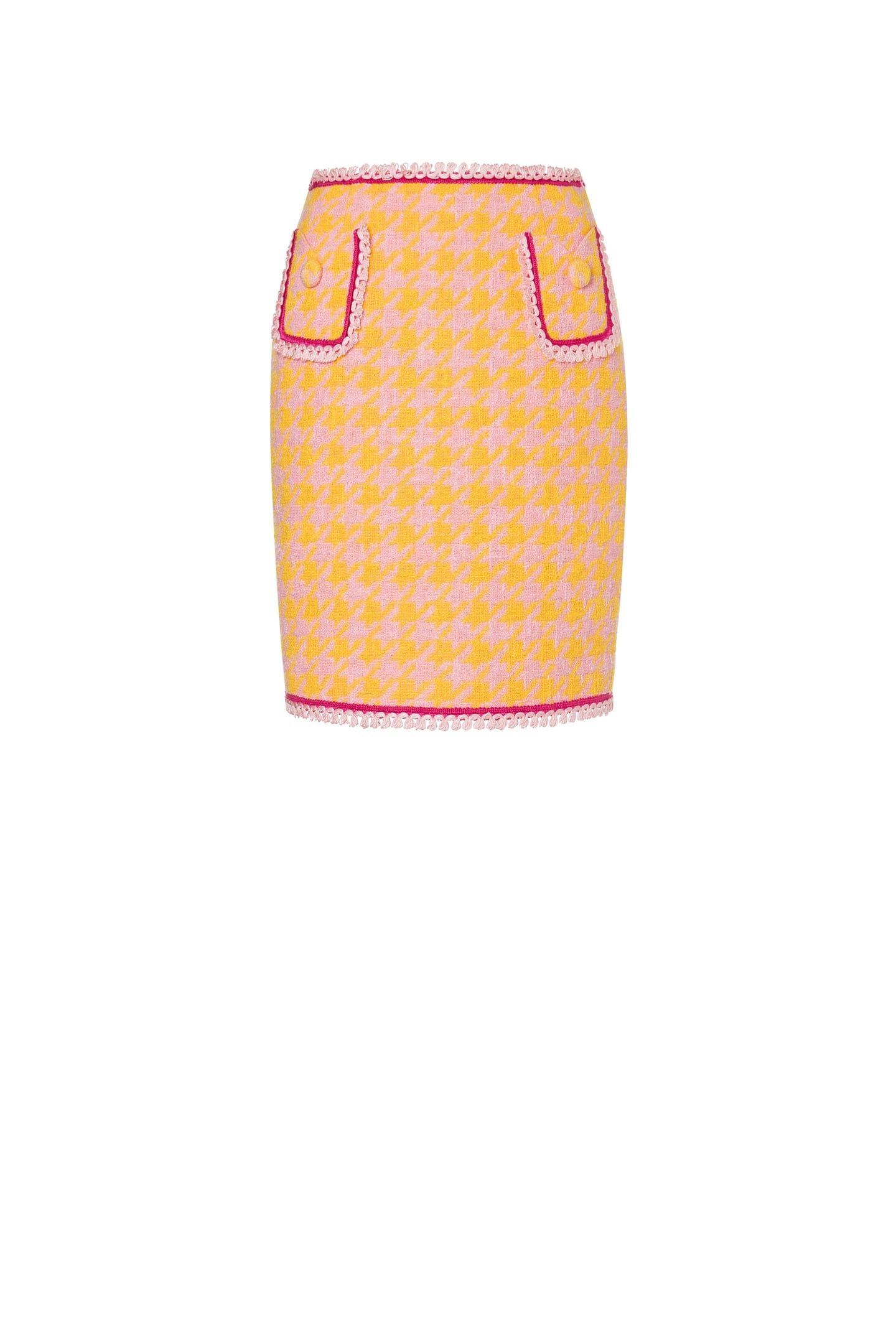 HOUNDSTOOTH SKIRT IN COTTON AND NYLON ORANGE 3