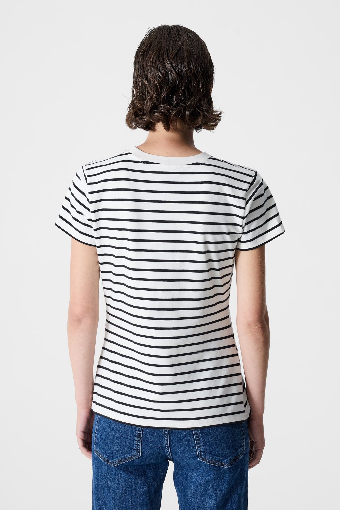 RALLIE ROUCHED SIDE TEE LINEN WHITE/BLACK ST LINEN WHITE/BLA 3