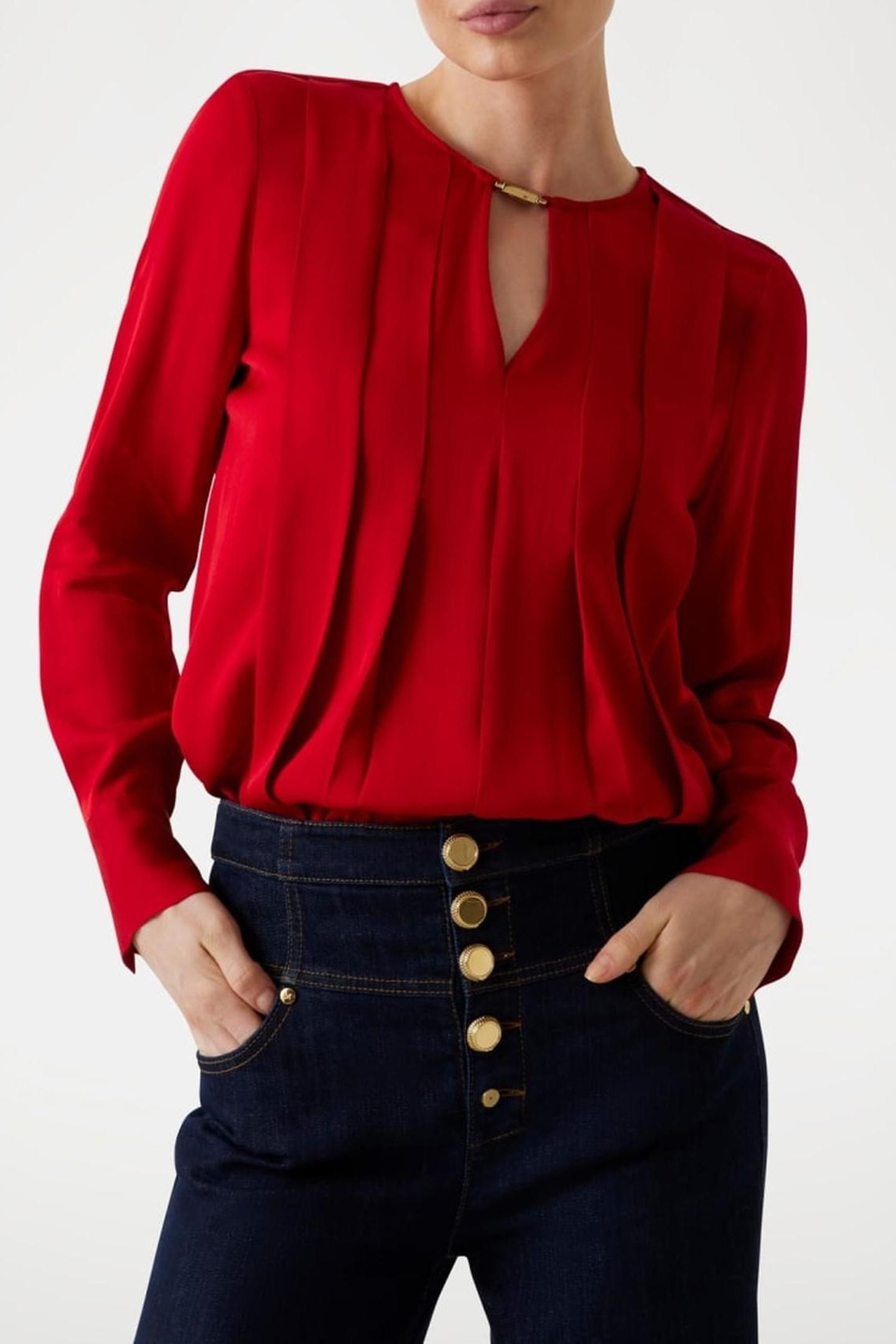 ANITA V NECK LS BLOU SAMBA RED VIBES 10