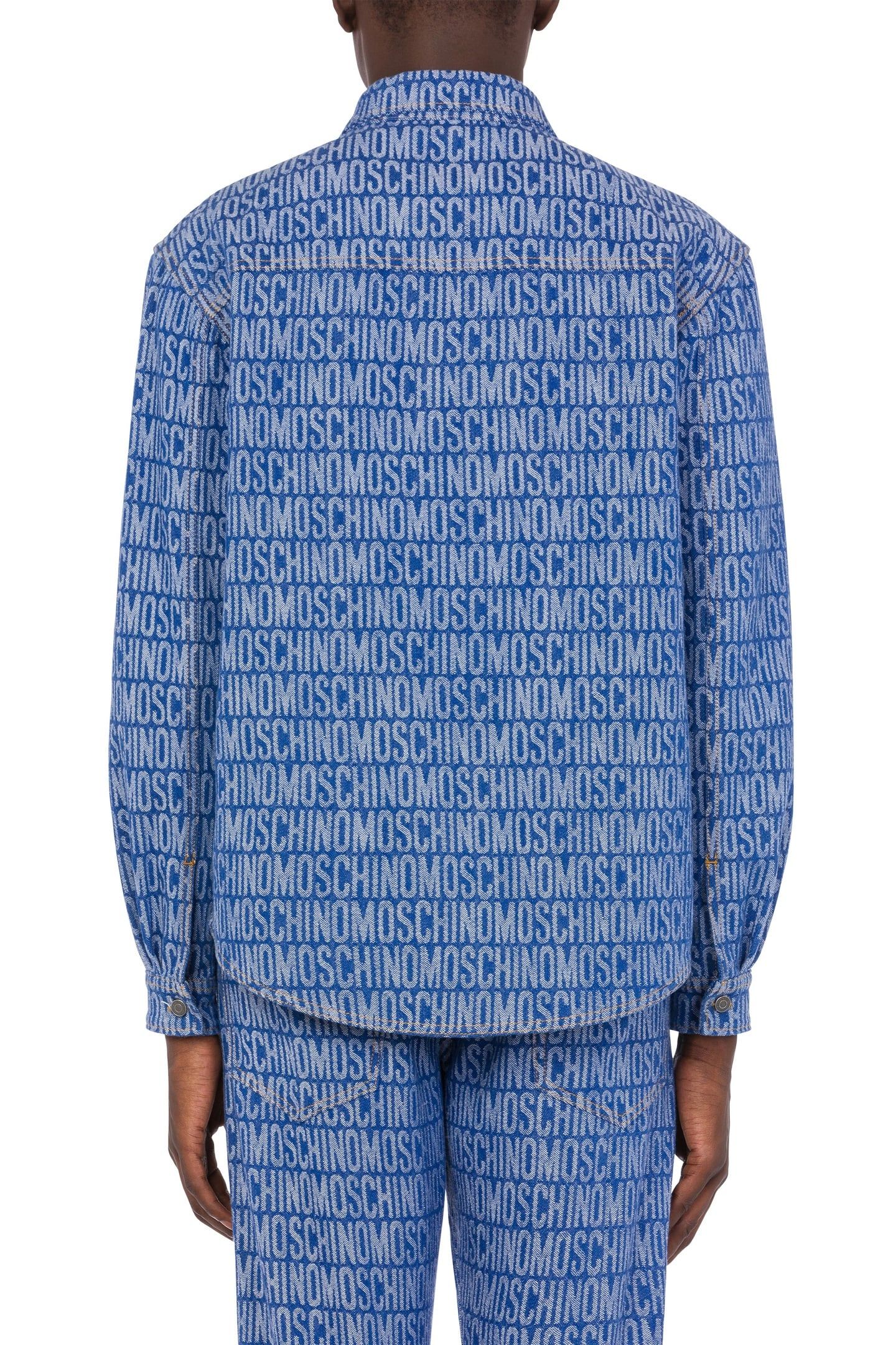 ALLOVER LOGO JACQUARD DENIM SHIRT BLUE 2