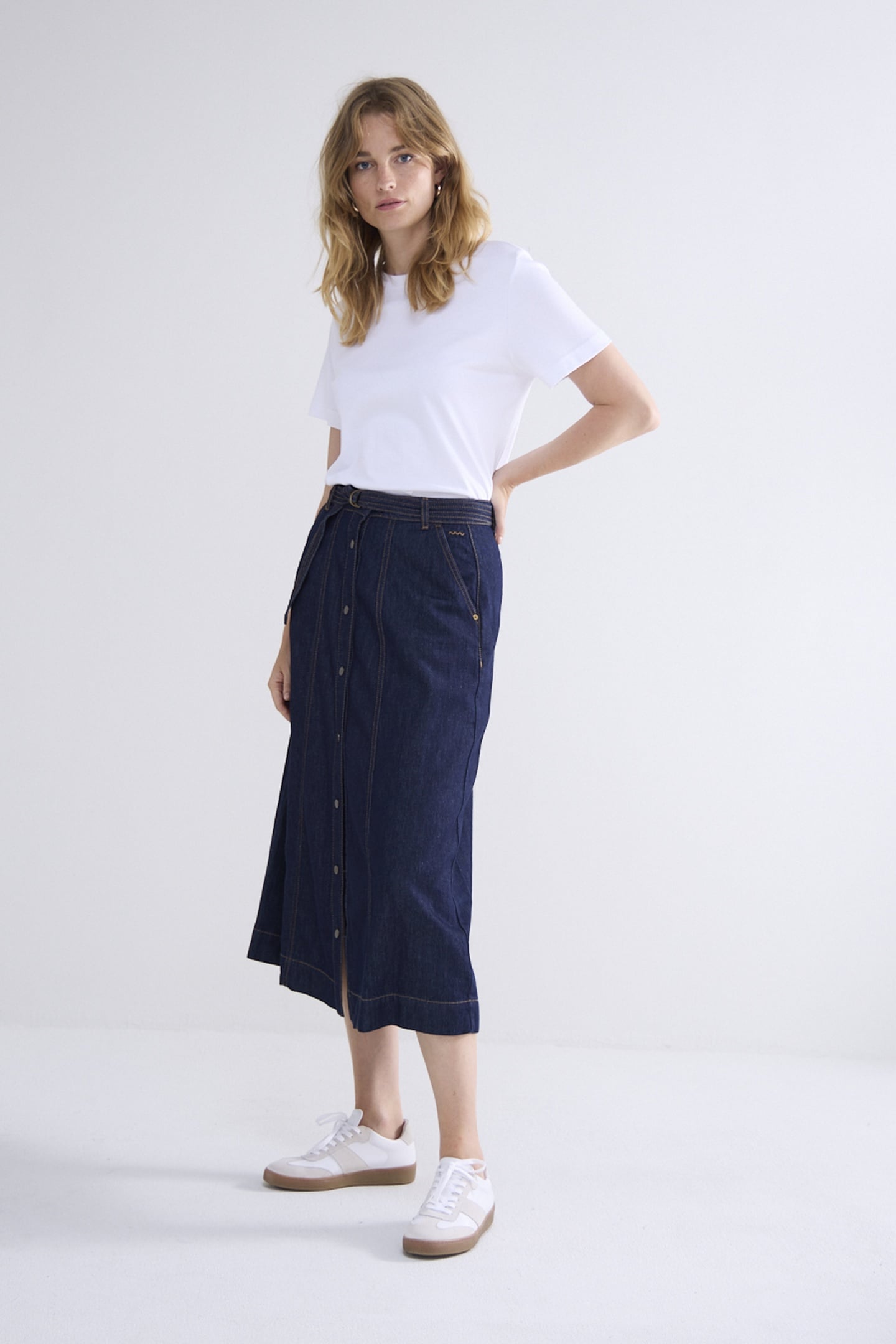 DENIM SKIRT LIGHT COTTON TWILL NIGHT BLUE DENIM 1