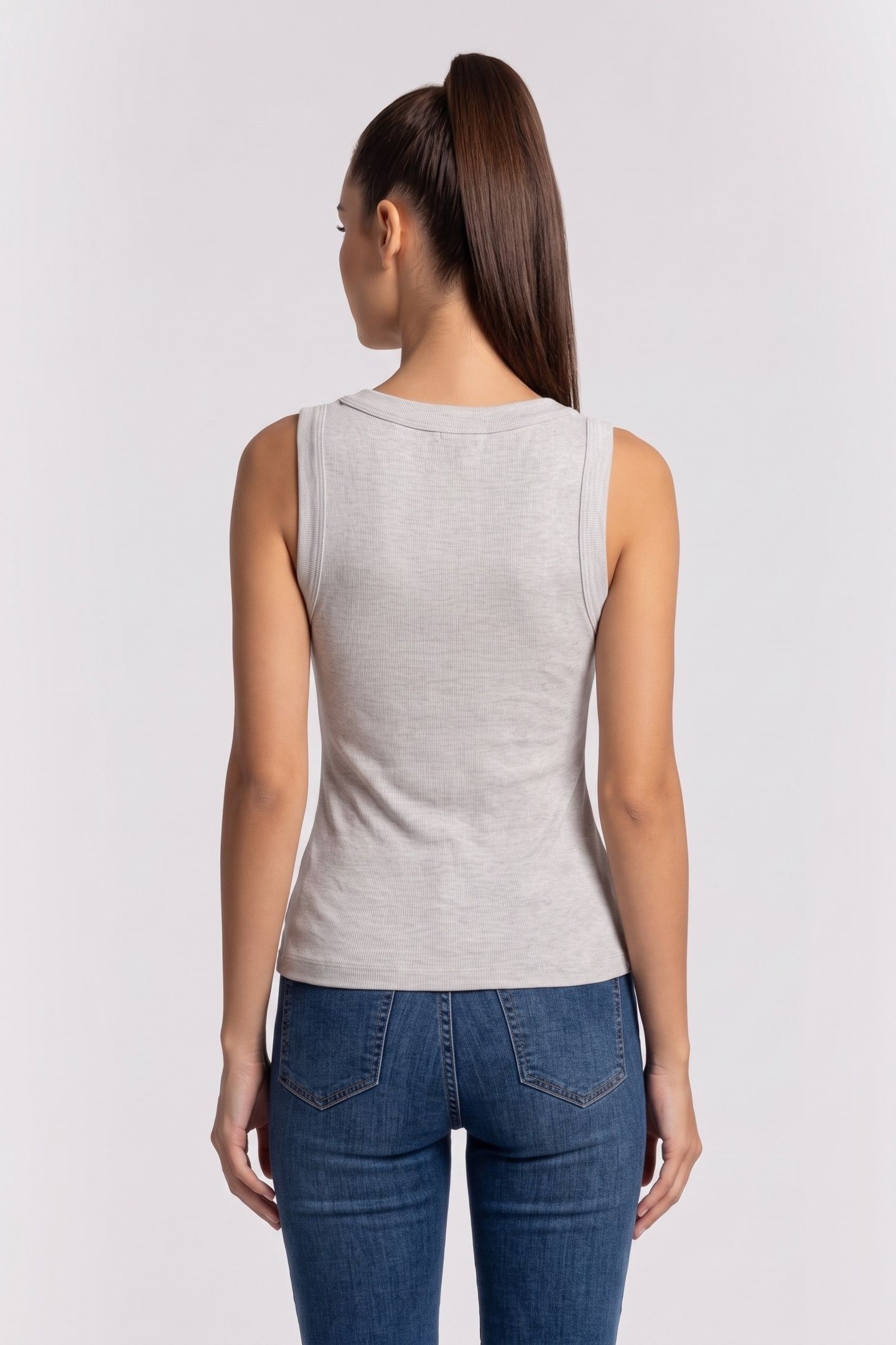 TINA RIBS TANK TOP SILK GRAY 2